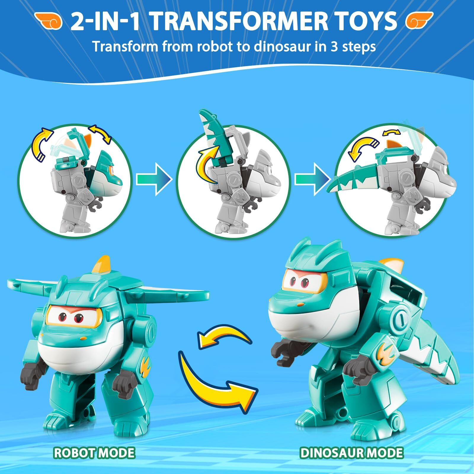 Super Wings Transformer Toys  2 In Tino Robot Transformer Action Figures  2-In-1 Mode Robot Transformer Toys For Boys Girls 4-6 6-8  Fun Plane Toys For Boys Toddlers Kids Age 3 4 5 6 7 8