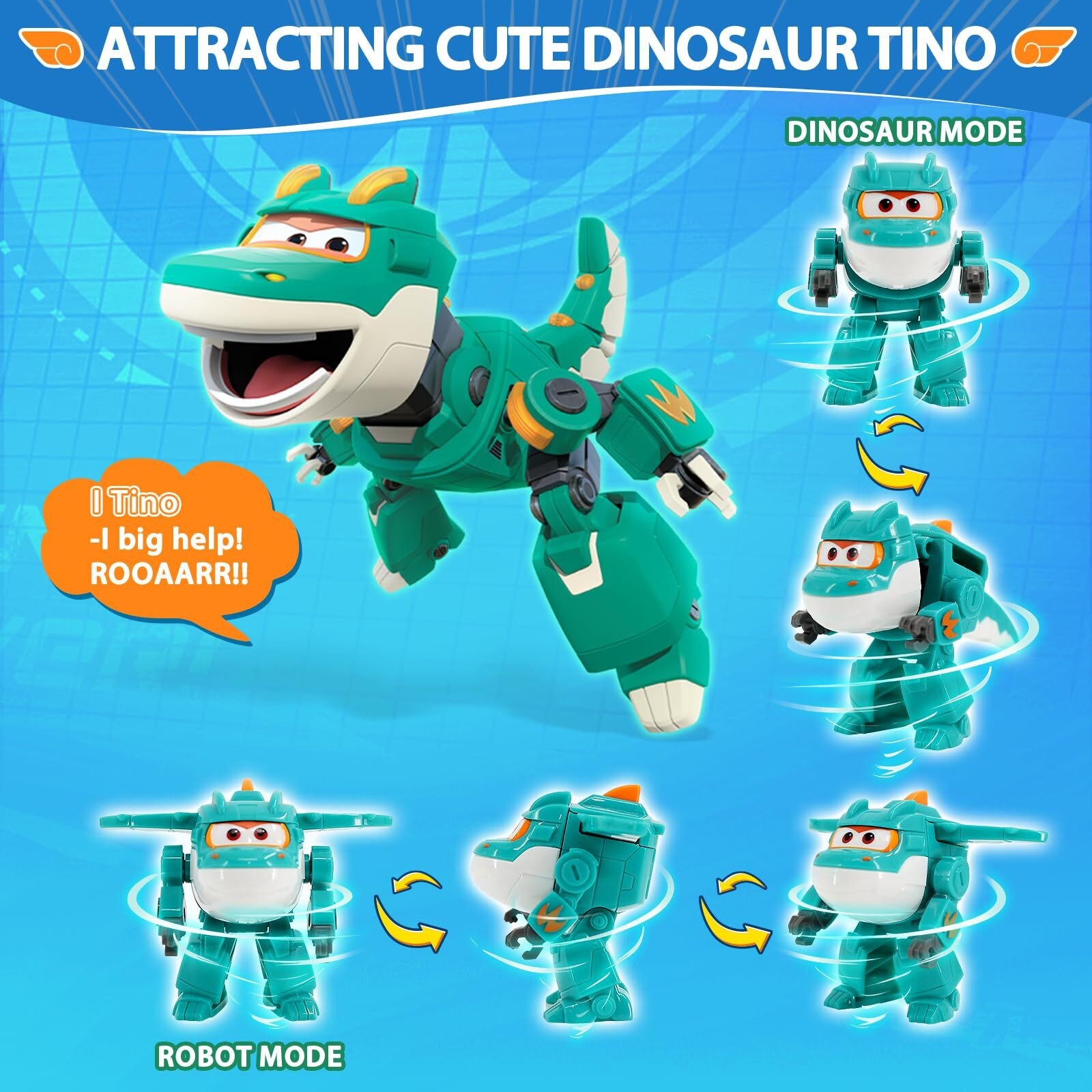 Super Wings Transformer Toys  2 In Tino Robot Transformer Action Figures  2-In-1 Mode Robot Transformer Toys For Boys Girls 4-6 6-8  Fun Plane Toys For Boys Toddlers Kids Age 3 4 5 6 7 8