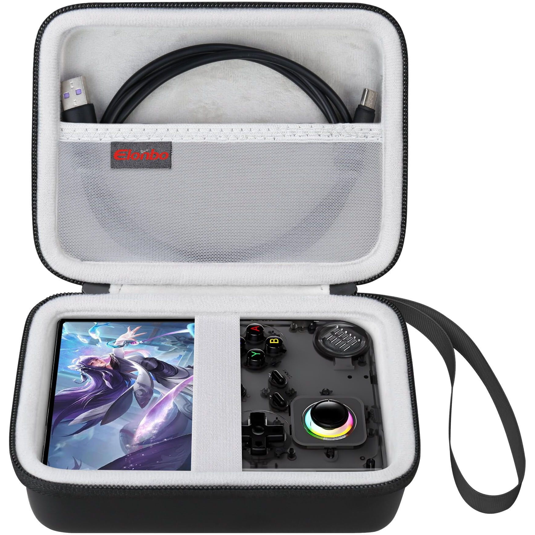 Elonbo Carrying Case For Anbernic Rg40Xxv/ Rg405V/ Rg406V Retro Handheld Game Console  Anbernic/ Giipgoop Rg 40Xxv Portable Gaming Console Travel Storage Bag  Linux System Games Organizer Holder Black