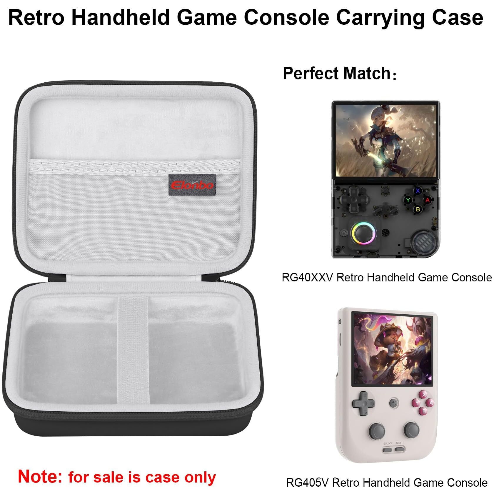 Elonbo Carrying Case For Anbernic Rg40Xxv/ Rg405V/ Rg406V Retro Handheld Game Console  Anbernic/ Giipgoop Rg 40Xxv Portable Gaming Console Travel Storage Bag  Linux System Games Organizer Holder Black
