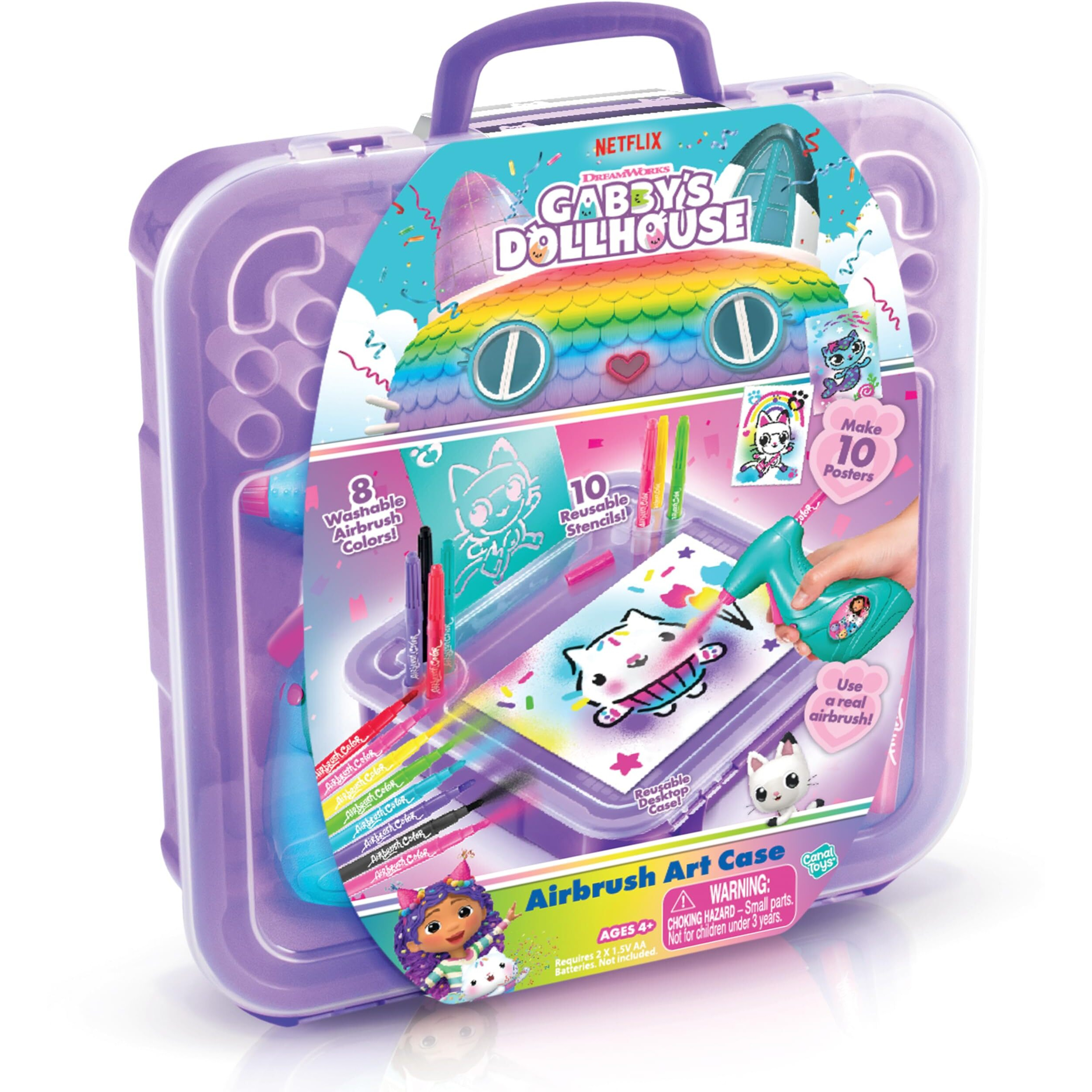 Gabbys Dollhouse Airbrush Art Case Handled Art Case For Storage And Portability Make Your Own Cat-Tasic Posters With Stencils And Air Brush. Age 4+