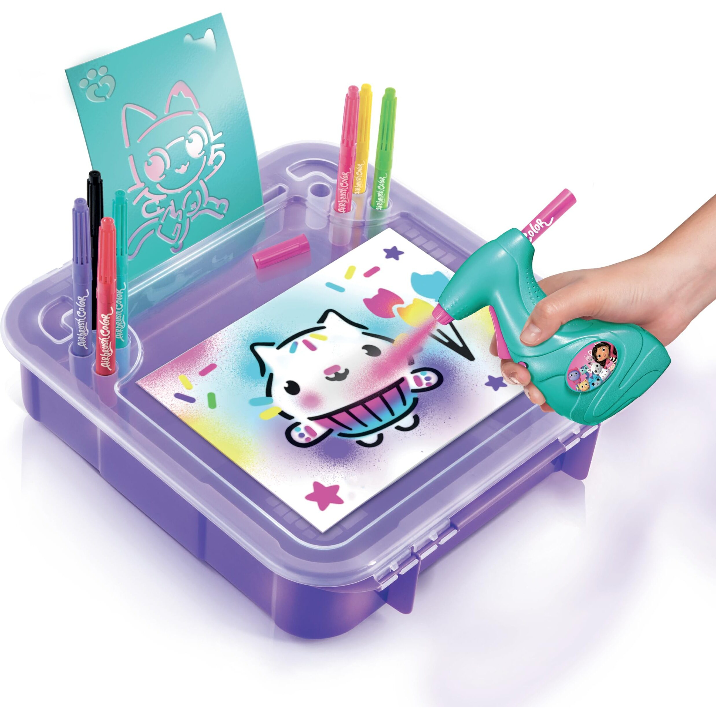 Gabbys Dollhouse Airbrush Art Case Handled Art Case For Storage And Portability Make Your Own Cat-Tasic Posters With Stencils And Air Brush. Age 4+