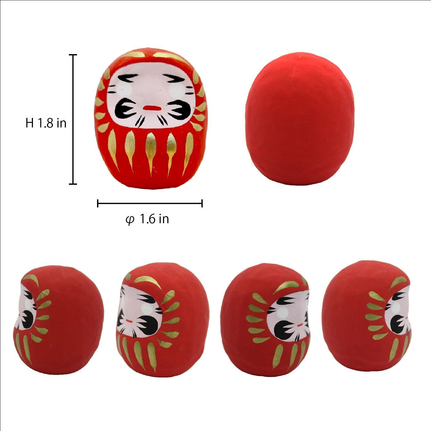 Edoya Daruma Dolls (Set Of 7) Japanese Good Luck Charms Gift Set Traditional Figurine