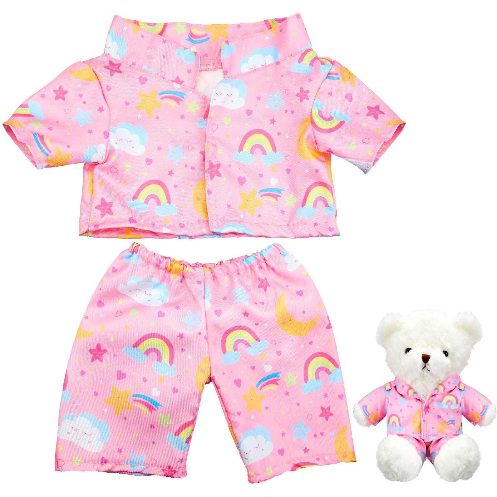 Bunnycool 2 Pcs Pj's Bear Clothes Outfit  Fit Most 12-16 Inch Bears Stuffed Animal Clothes Pajamas Plushy Clothes For Stuffed Animals  Pre Kindergarten Toys(Pink)