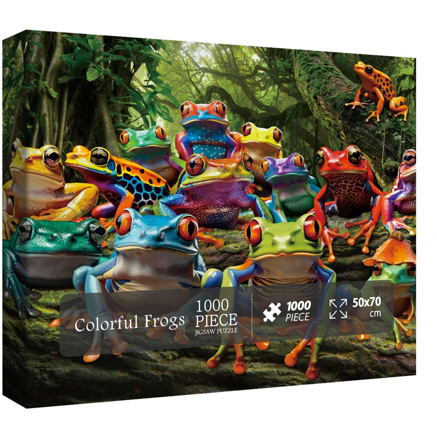 Colorful Frog Puzzle 1000 Piece For Adults  Rainbow Frogs Jigsaw Puzzle Nature  Forest Animal Scenic Puzzles