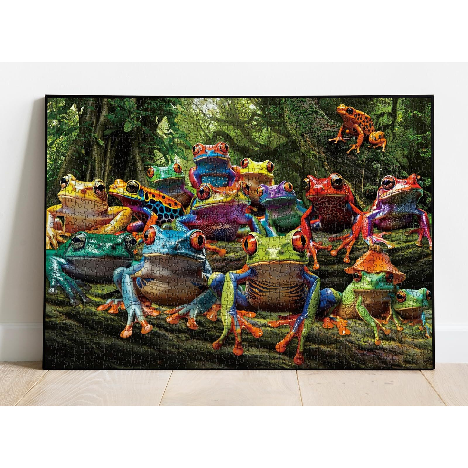 Colorful Frog Puzzle 1000 Piece For Adults  Rainbow Frogs Jigsaw Puzzle Nature  Forest Animal Scenic Puzzles