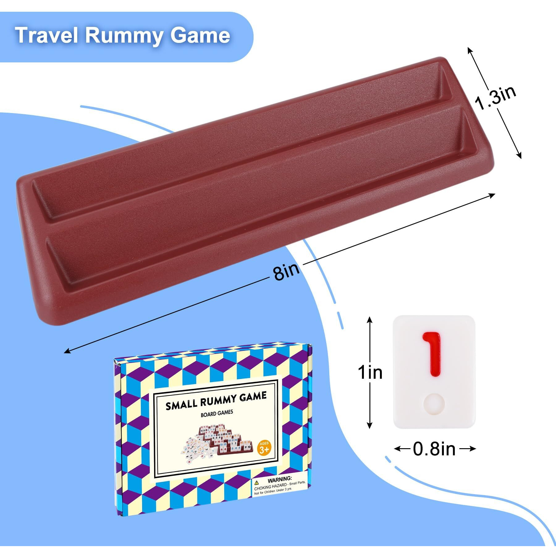 Offelec 106 Rummy Tiles Game With 4 Double Tiles Holders/Trays  Travel Size Rummy Cube Set  Classic Mini Rummy Game For Adult Kids And Family  2-4 Palyers