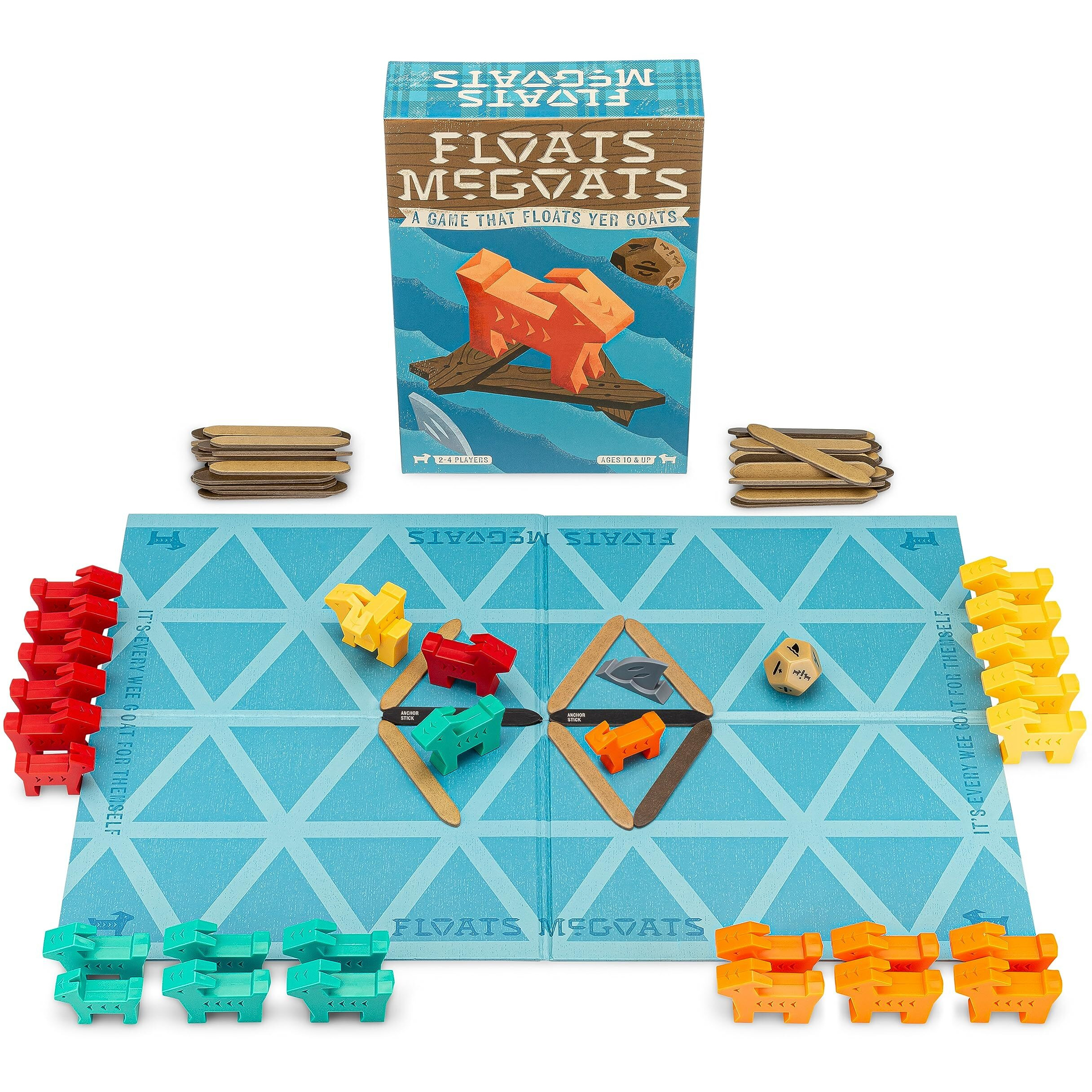 Hootenanny Games Floats Mcgoats Board Game | Build A Raft & Save Your Goats | Perfect For Family Games | 2-4 Players  Ages 10+