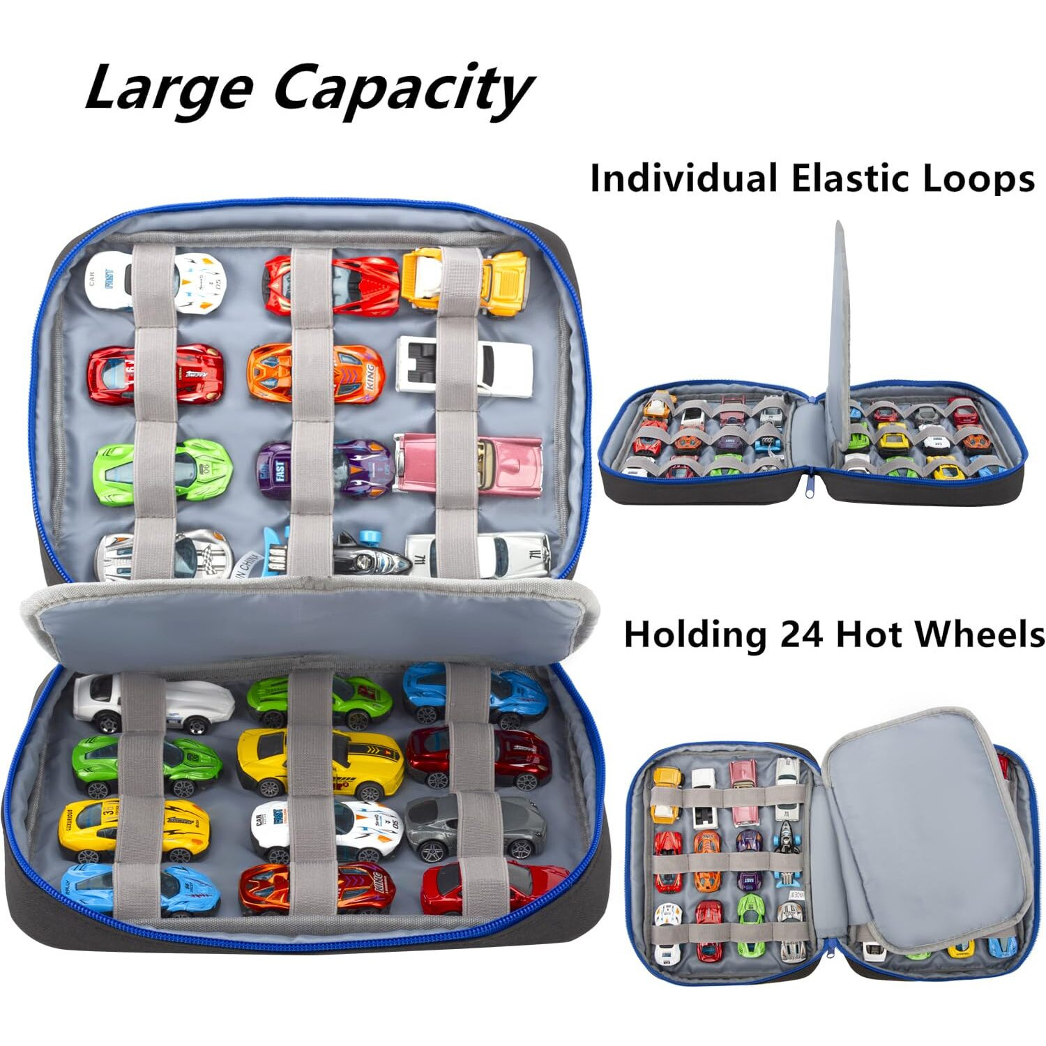 Kislane 24 Toy Cars Storage For Toy Cars  Storage Case Compatible With 24 Toy Cars  Matchbox Cars  Mini Toys  Toy Cars Storage For Kids  Bag Only (Black)