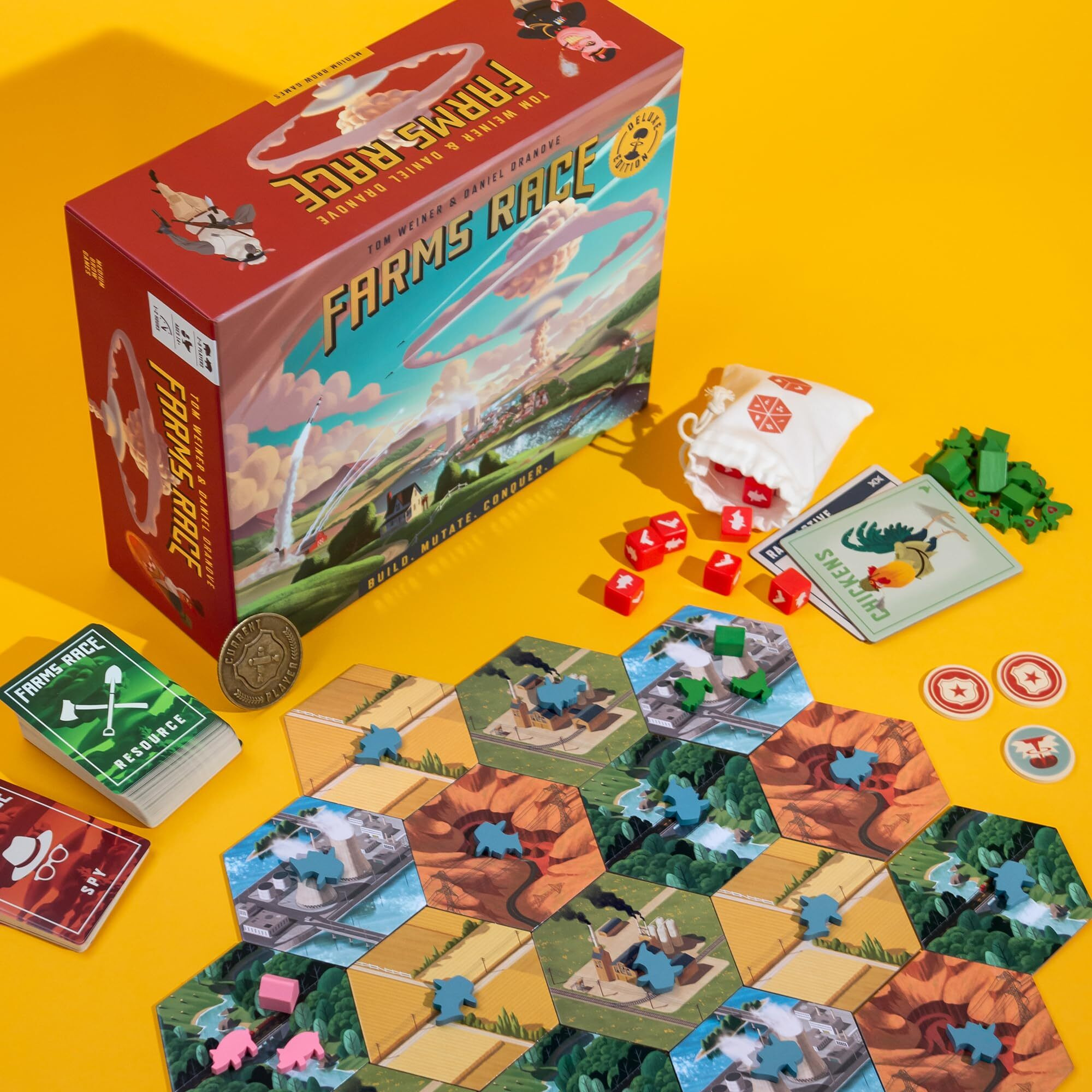Farms Race Game - Nuke Your Friends. 1-2 Hour Strategy Board Game For Adults And Family. 2-4 Players. Ages 14+. (Standard Edition)