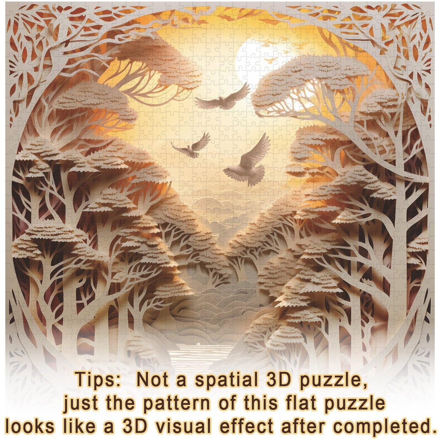 Forest Sunset Puzzles For Adults 1000 Pieces  Difficult Challenge Tree Of Life Jigsaw Puzzles  Autostereoscopy River Scene Paper Art Puzzles As Wall Decor