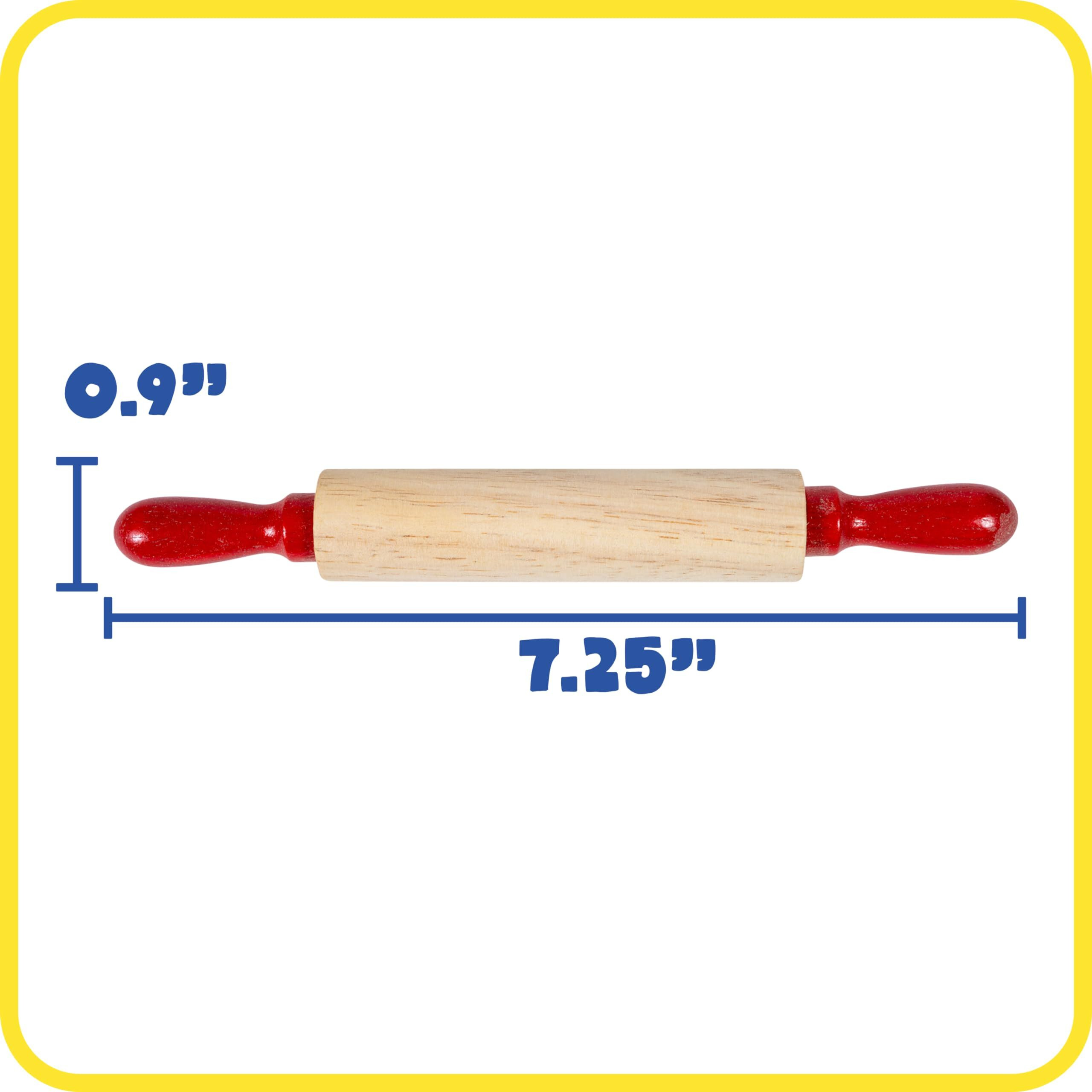 Ready 2 Learn Mini Textured Wooden Rolling Pins - Set Of 6-7.25 Inches - Turning Handles - Rollers For Kids' Dough  Crafts  Imaginative Play