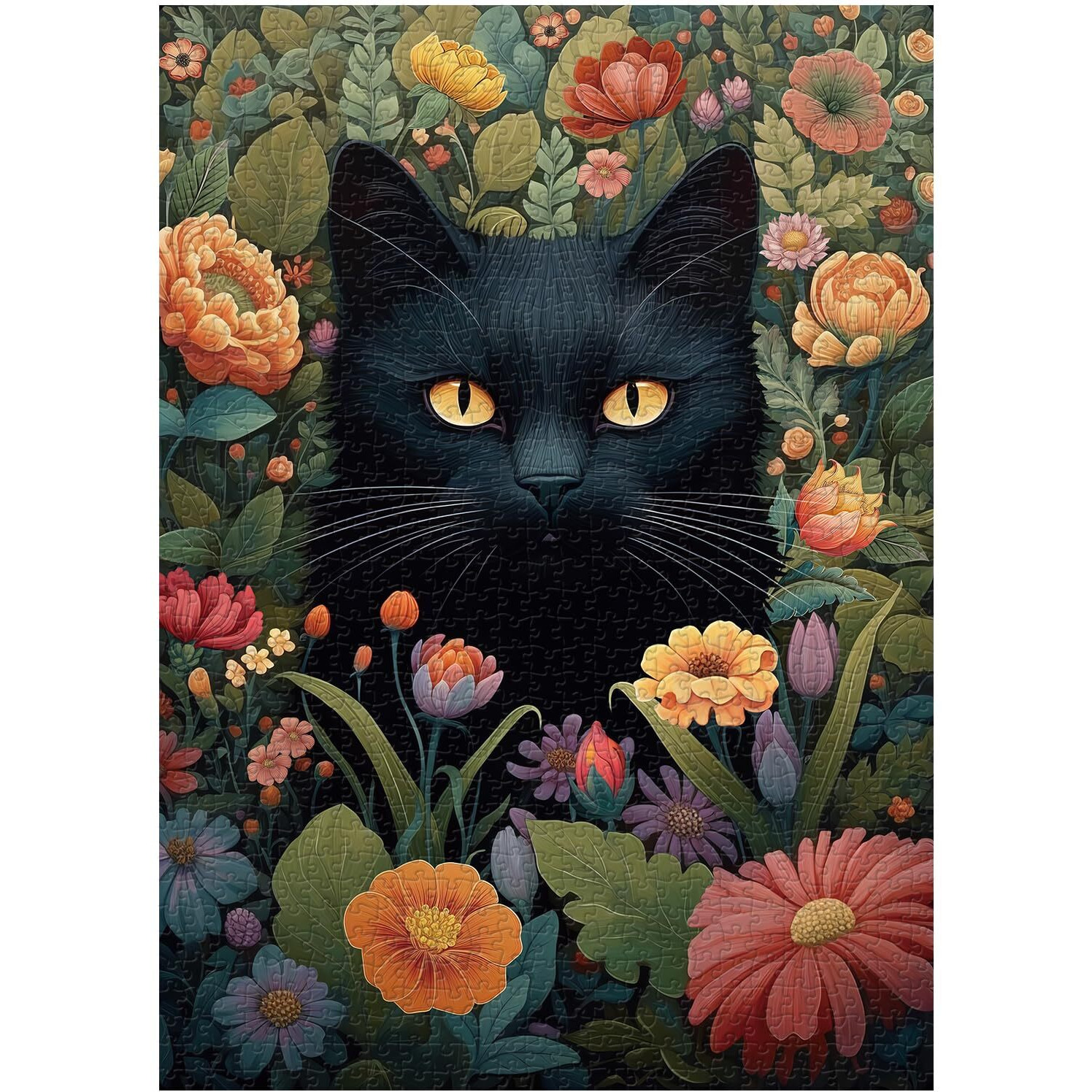 Vintage Cat Puzzles For Adults 1000 Pieces And Up  Pickforu Flower Jigsaw Puzzles Collection Animal And Plant  Retro Kitty Puzzle For Cat Lovers