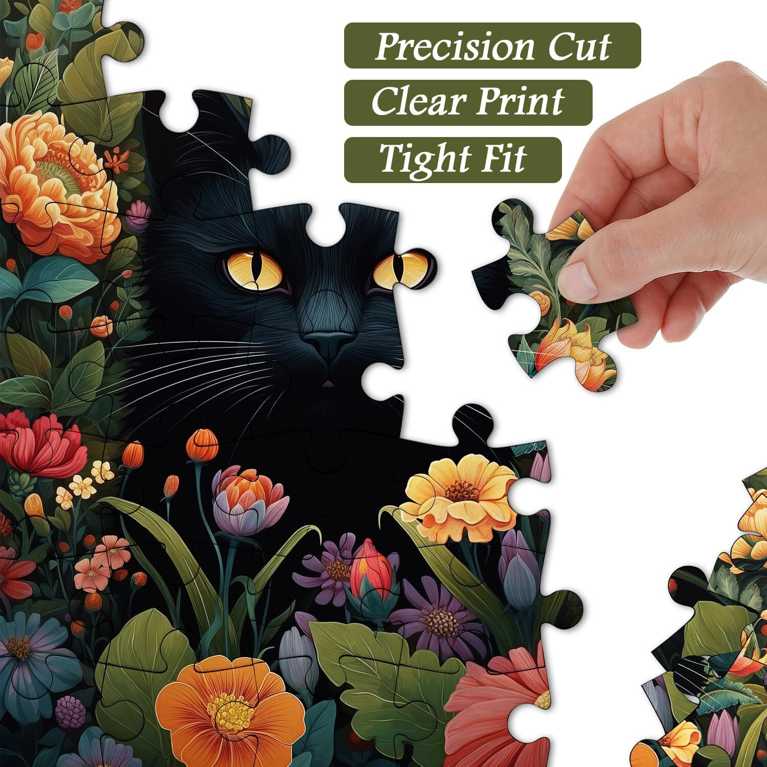 Vintage Cat Puzzles For Adults 1000 Pieces And Up  Pickforu Flower Jigsaw Puzzles Collection Animal And Plant  Retro Kitty Puzzle For Cat Lovers