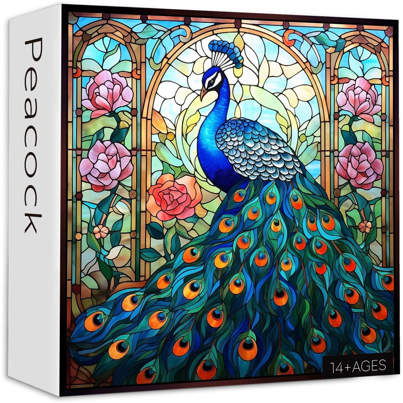 Stained Glass Peacock Puzzles For Adults 1000 Pieces  Vintage Bird Art Puzzle  Impossible Hard Challenging Jigsaw Puzzles For Adults  Colorful Peacock Garden Puzzle As Home Wall Decor