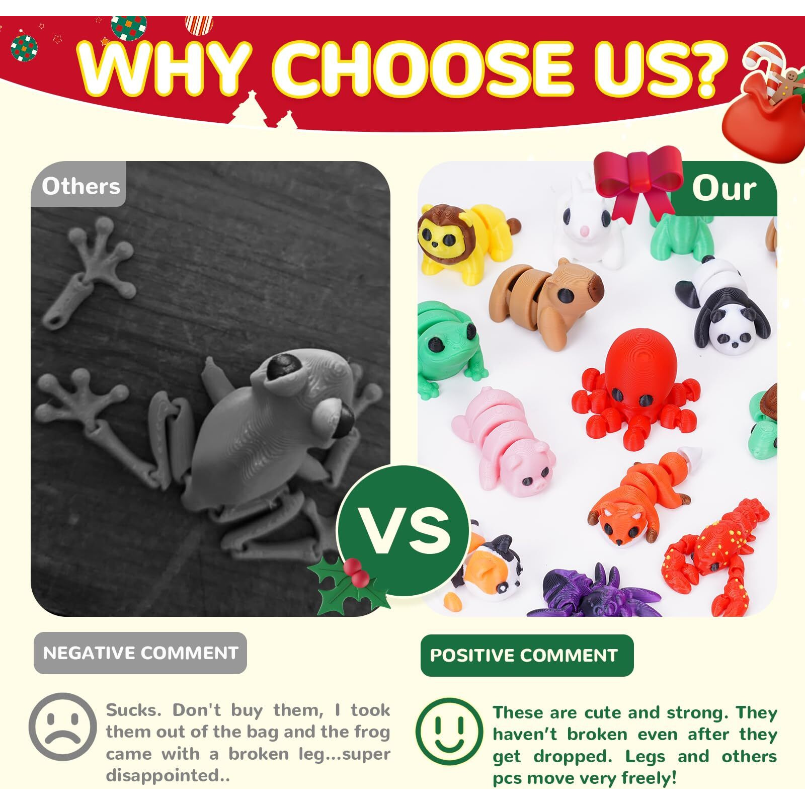 Gencokok 20Pcs Mini Animals Set  3D Printed Little Animals Articulated Flexible Fidget Toy  Mini Animal Figurines Toy  3D Printed Cute Animal Toys Home  Office  Executive Desk For Christmas Decoration