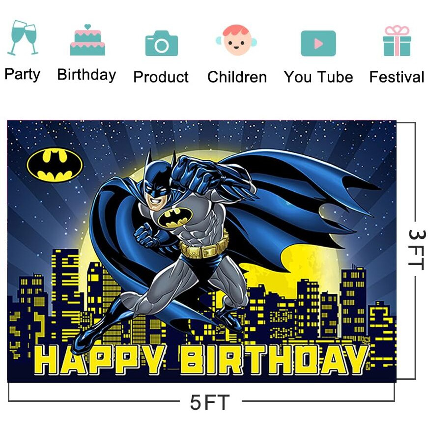 Hero Backdrop For Birthday Party Decorations Blue Man Background For Baby Shower Party Cake Table Decorations Supplies Superhero Theme Banner 5X3Ft