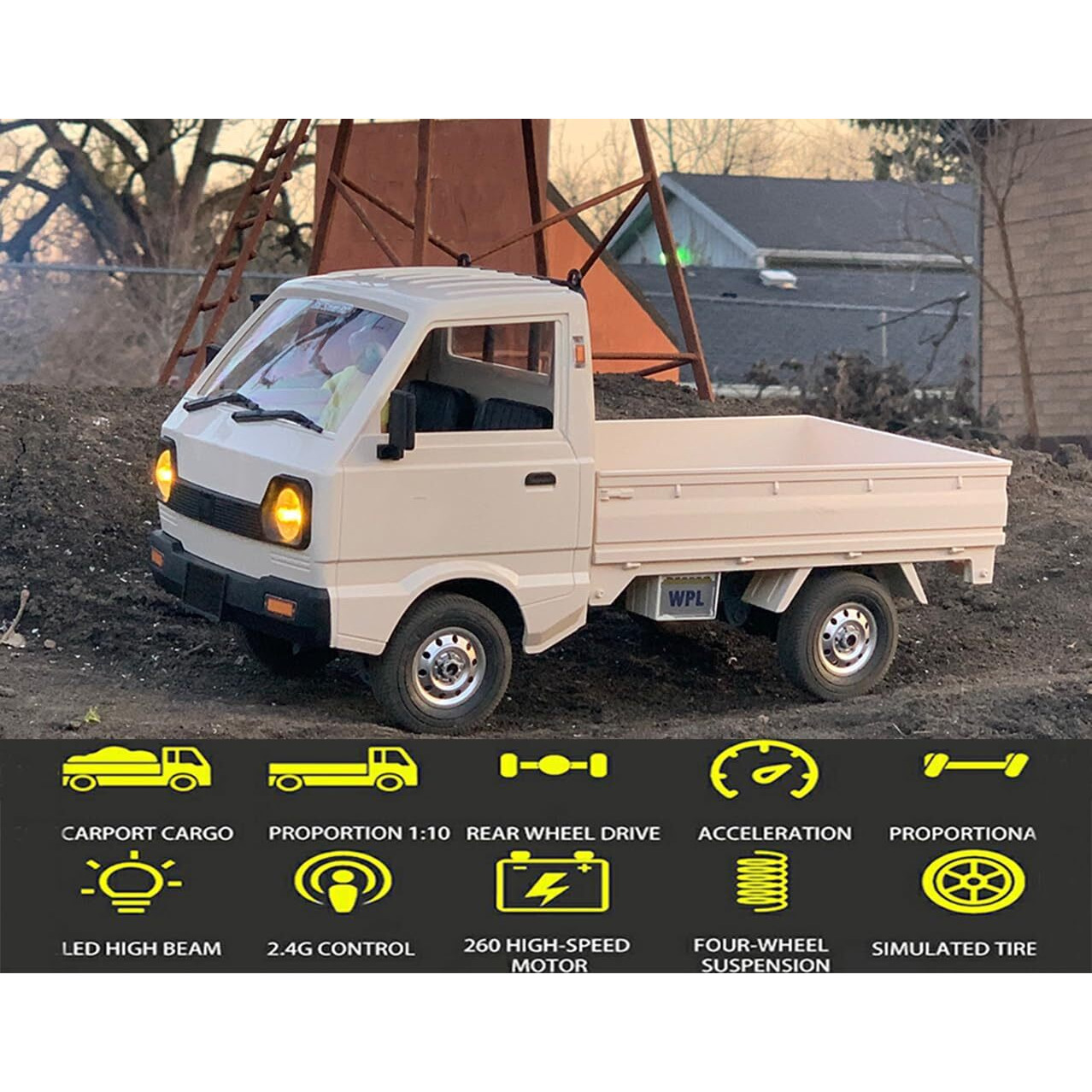 Apawband Wpl D12 Rc Car 1/10 Rc Drift Car Rtr Remote Control Car  Kei Truck Crawler Off Road 2.4G With Proportional Throttle Steering 260 Motor Rear Drive Hobby Grade Toy Adult Age 16+