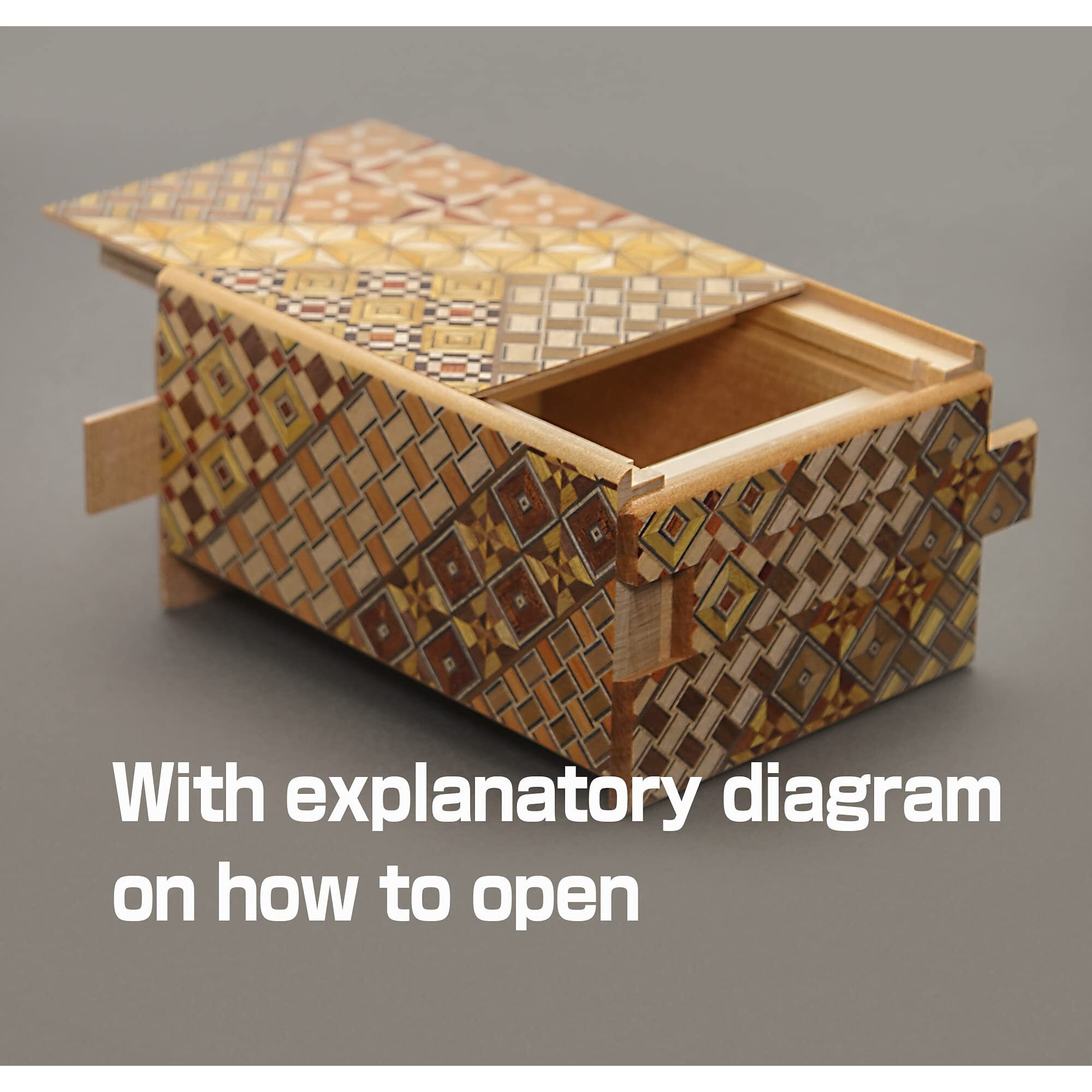 Warashibe Wooden Secret Puzzle Box  4 Sun 4 Steps  Japan Made  With Original Gift Box