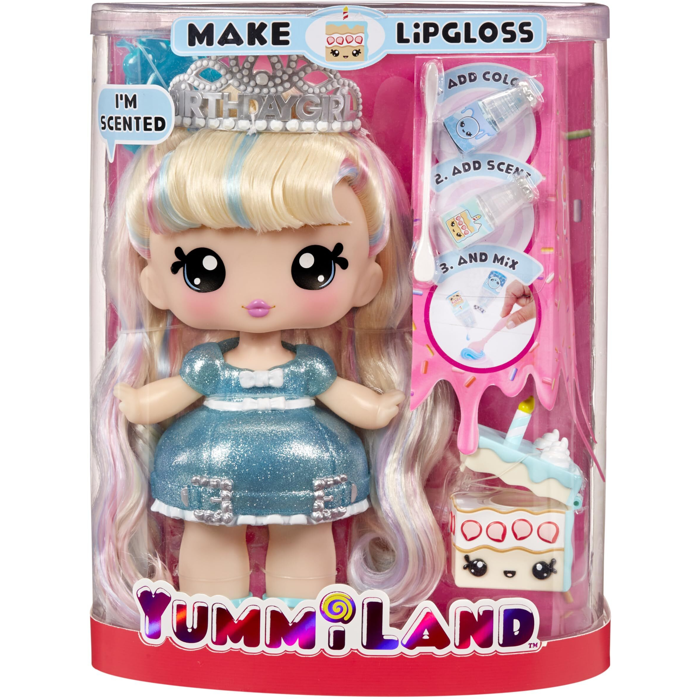 Yummiland Large Doll + Lipgloss Pet- Callie Birthday Cake  Age 4+