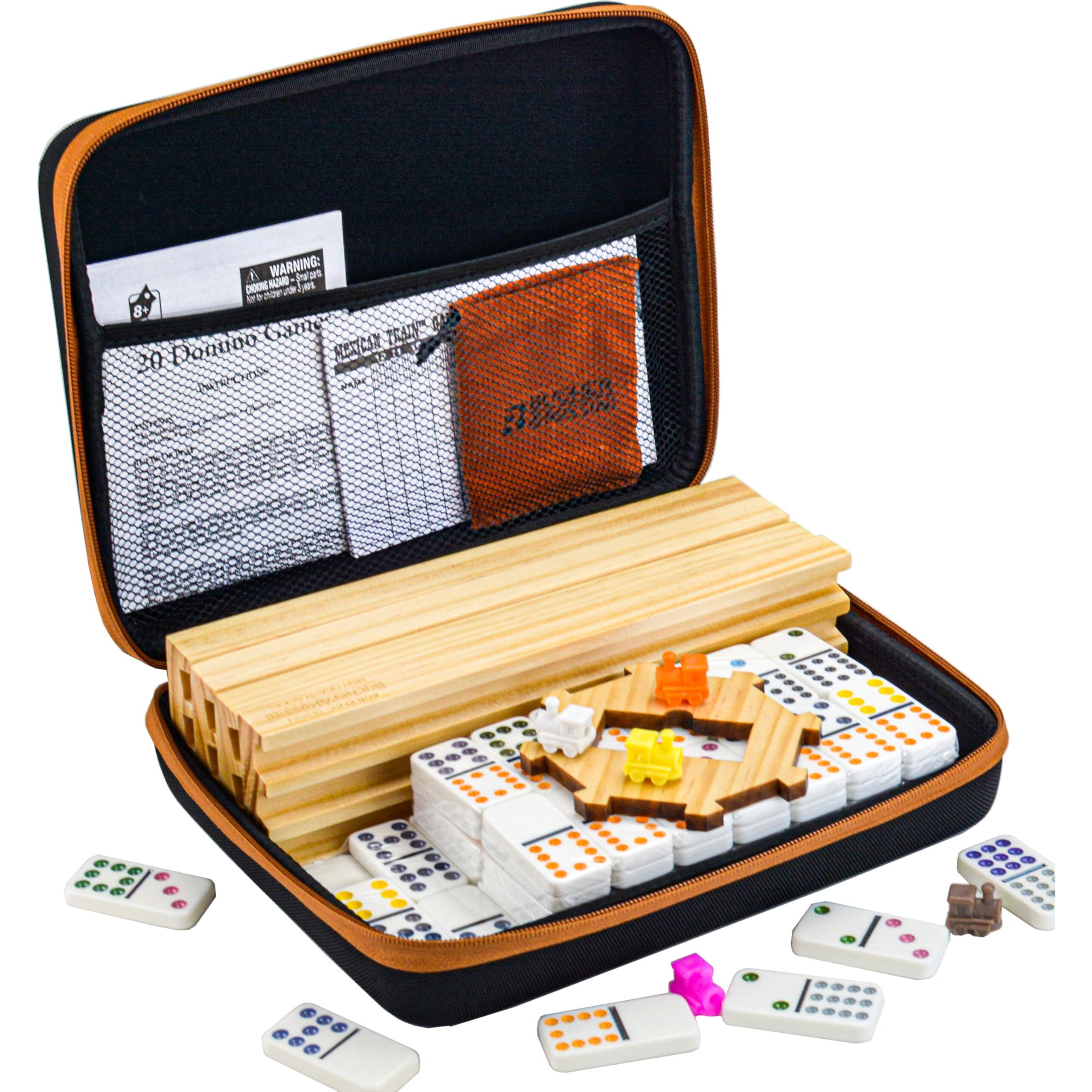 Bucher&Rossini Dominoes Set Double 12 With 4 Racks For Adults Kids  Mexican Train Dominoes Set Double 12  Mexican Train Dominoes (Double 12)