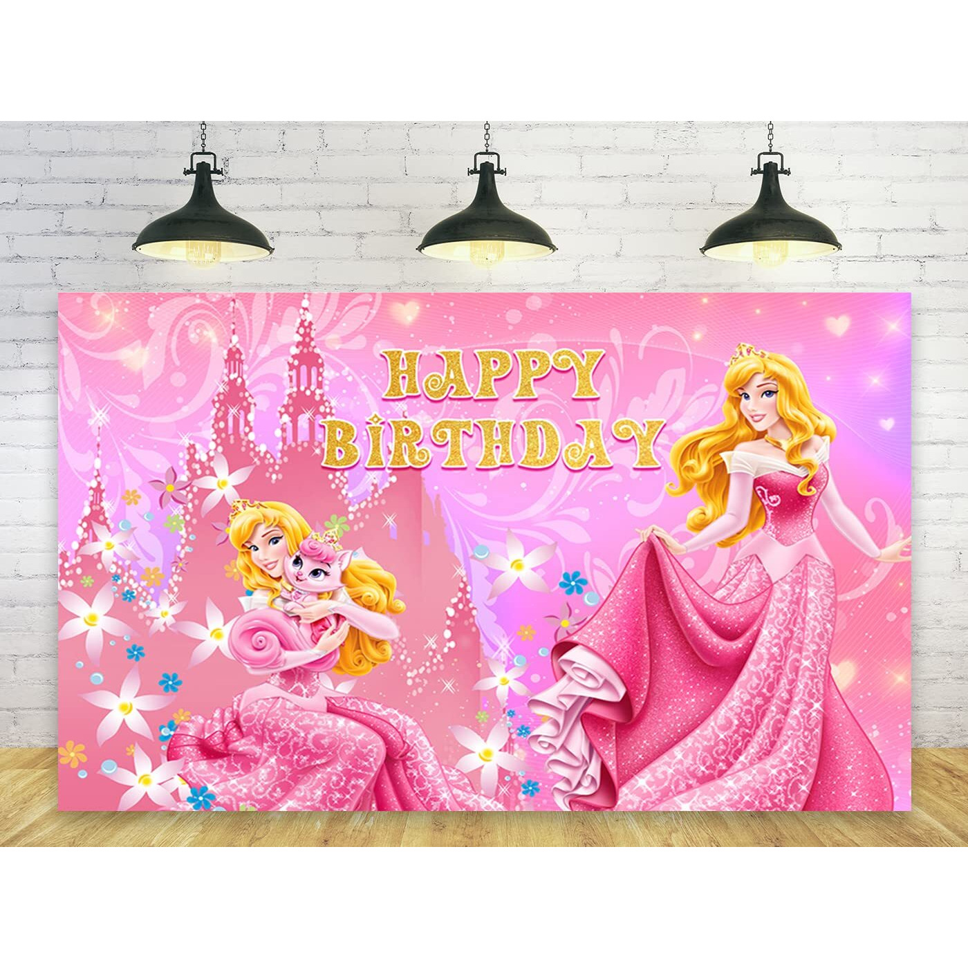 Princess Backdrop For Birthday Party Decorations  Princess Aurora Background For Baby Shower Party Cake Table Decorations Supplies  Sleeping Beauty Theme Banner  5X3Ft