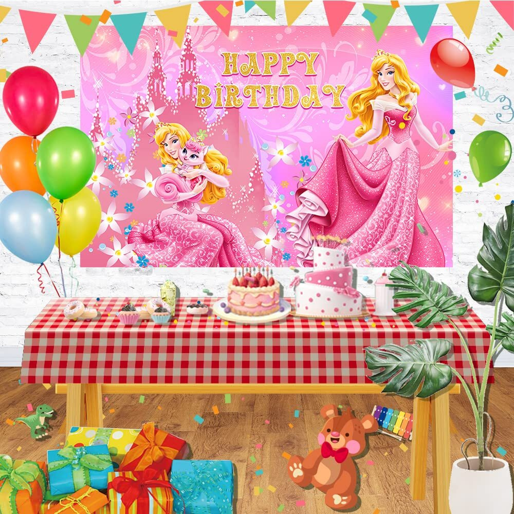 Princess Backdrop For Birthday Party Decorations  Princess Aurora Background For Baby Shower Party Cake Table Decorations Supplies  Sleeping Beauty Theme Banner  5X3Ft