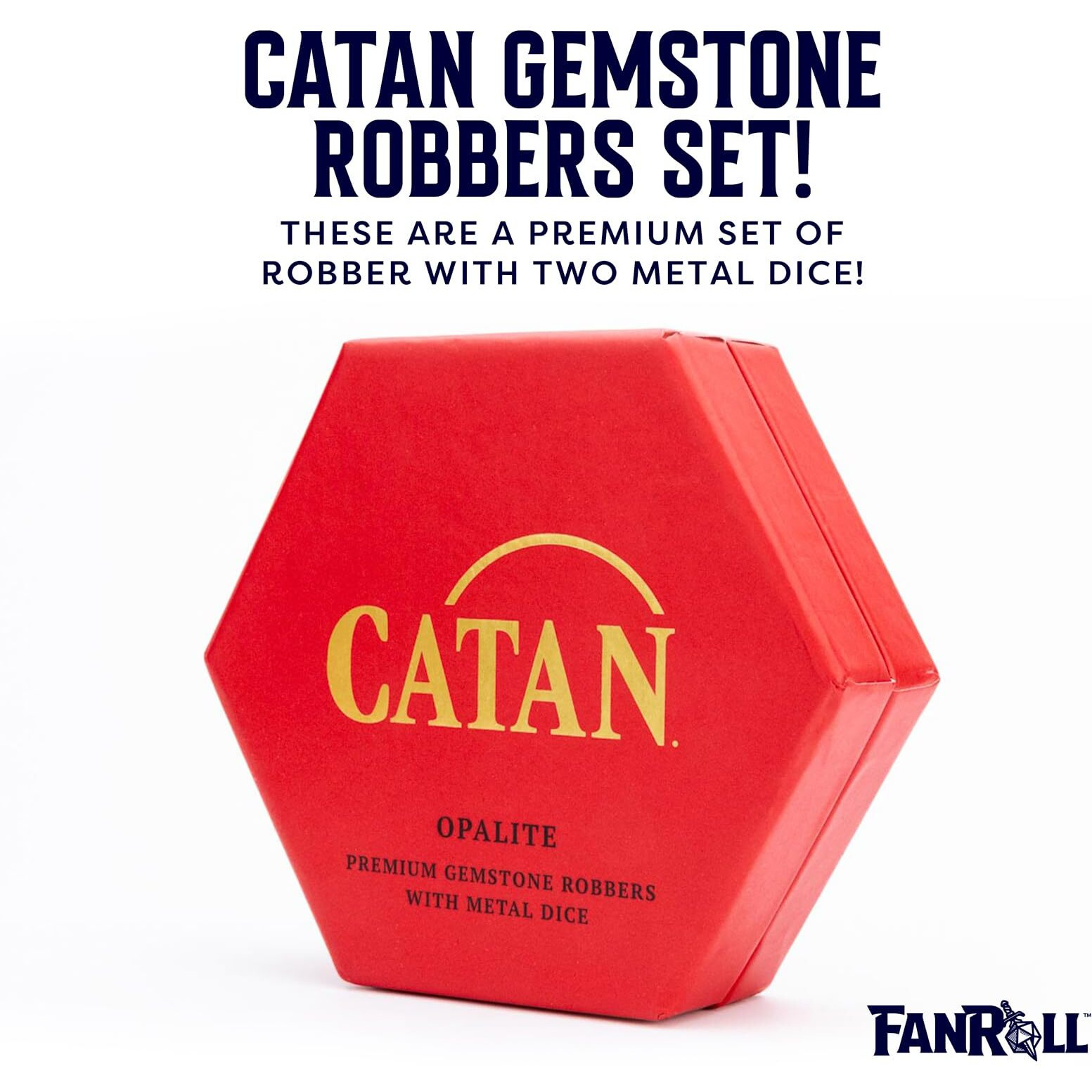 Fanroll Compatible With Catan Premium Robber & Metal Dice Set  Opalite