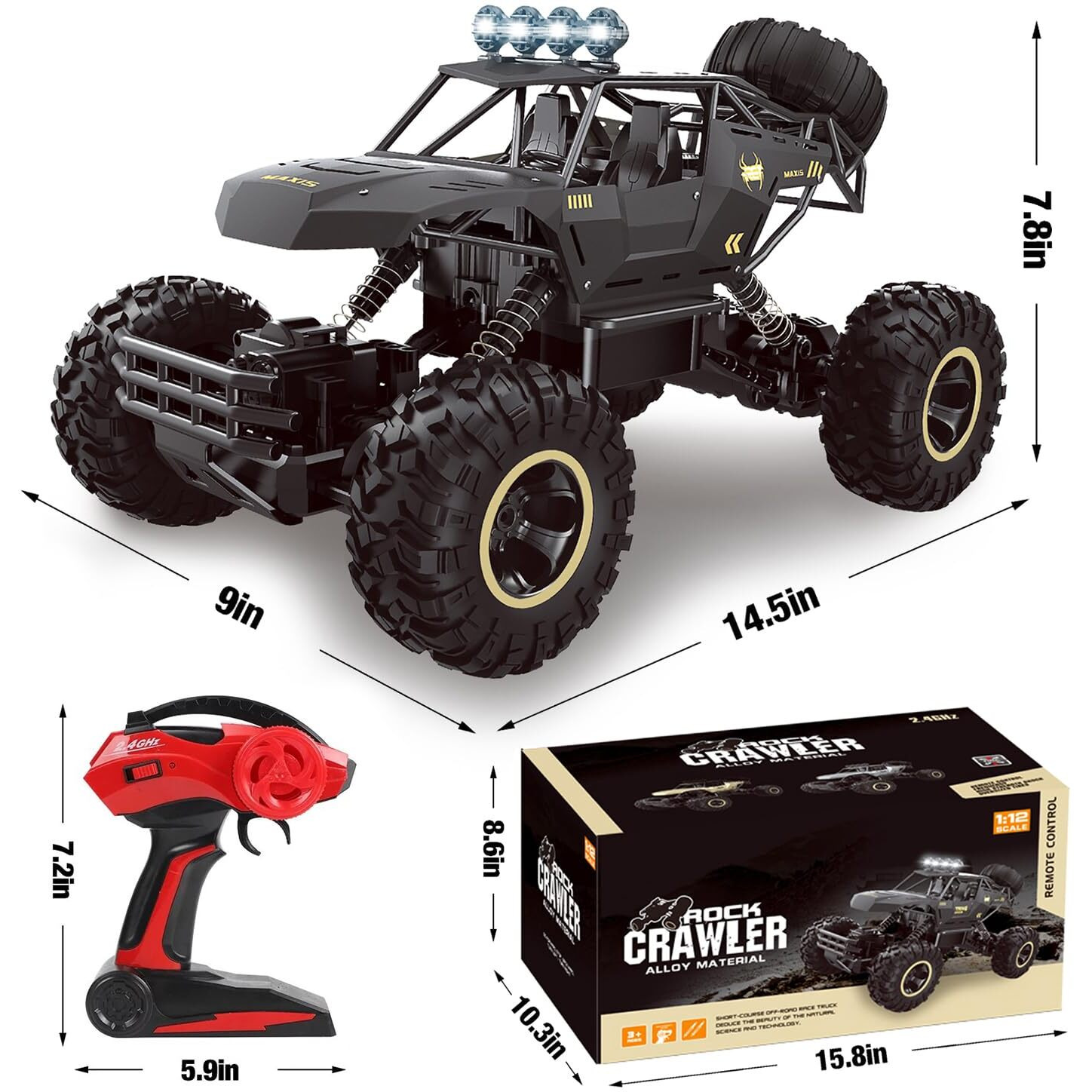 Jiakora Rc Cars Remote Control Car 112 Off Road Truck  Metal Shell Led Headlights Offroad Monster Rc Truck  4X4 All Terrain Hobby Rc Cars Toys For Boys Kids Adults Gifts 8-12