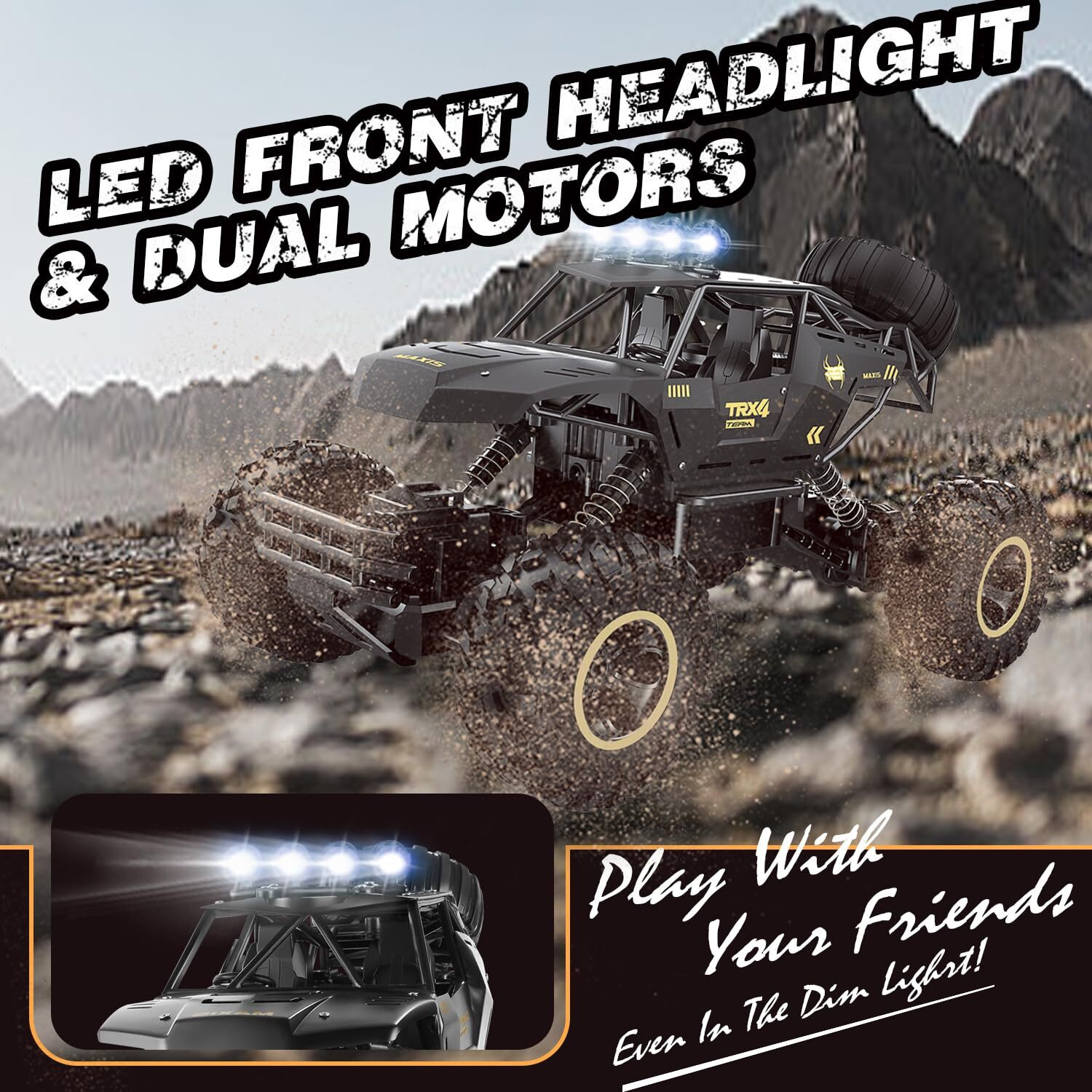 Jiakora Rc Cars Remote Control Car 112 Off Road Truck  Metal Shell Led Headlights Offroad Monster Rc Truck  4X4 All Terrain Hobby Rc Cars Toys For Boys Kids Adults Gifts 8-12