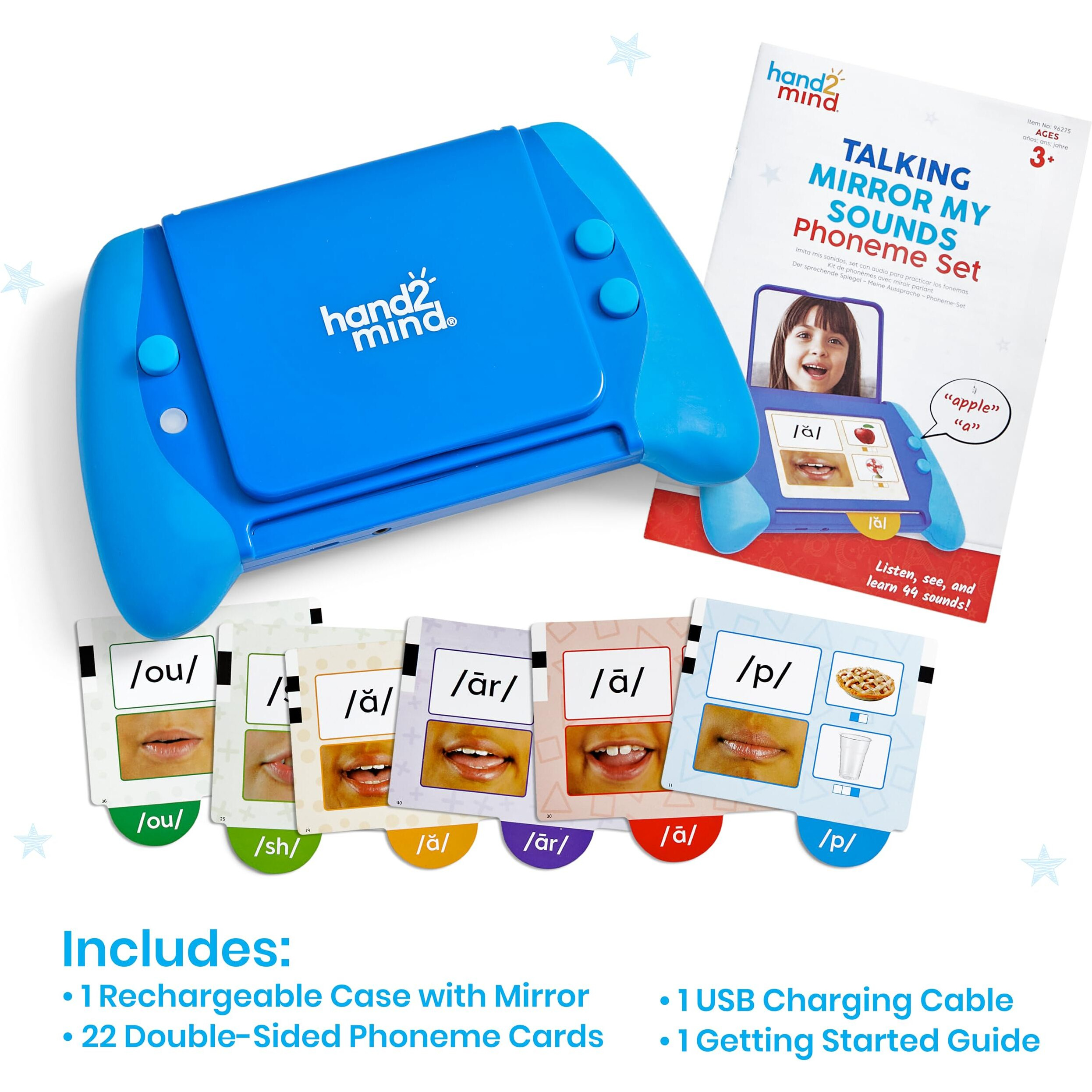 Hand2Mind Talking Mirror My Sounds Phoneme Set  Phonemic Awareness  Speech Therapy Materials  Phonics Manipulatives  Toddler Talking Flash Cards  Letter Sounds  Preschool Learning Activities