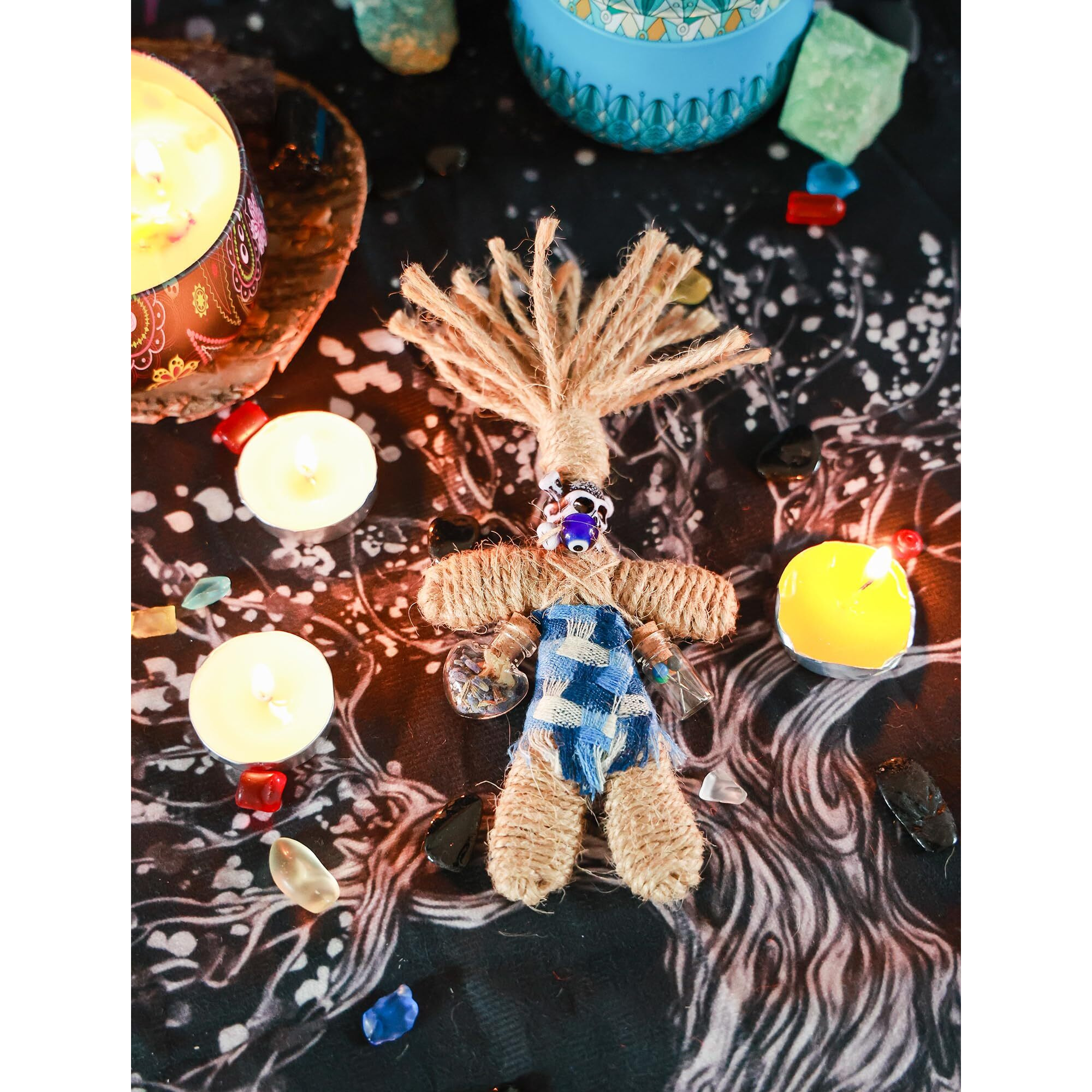 Nosadi Voodoo Doll Real Handmade Creepy Dolls Set Horror Voodoo Supplies Skull Witches Poppet For Halloween Birthday Christmas Party Gift Decoration