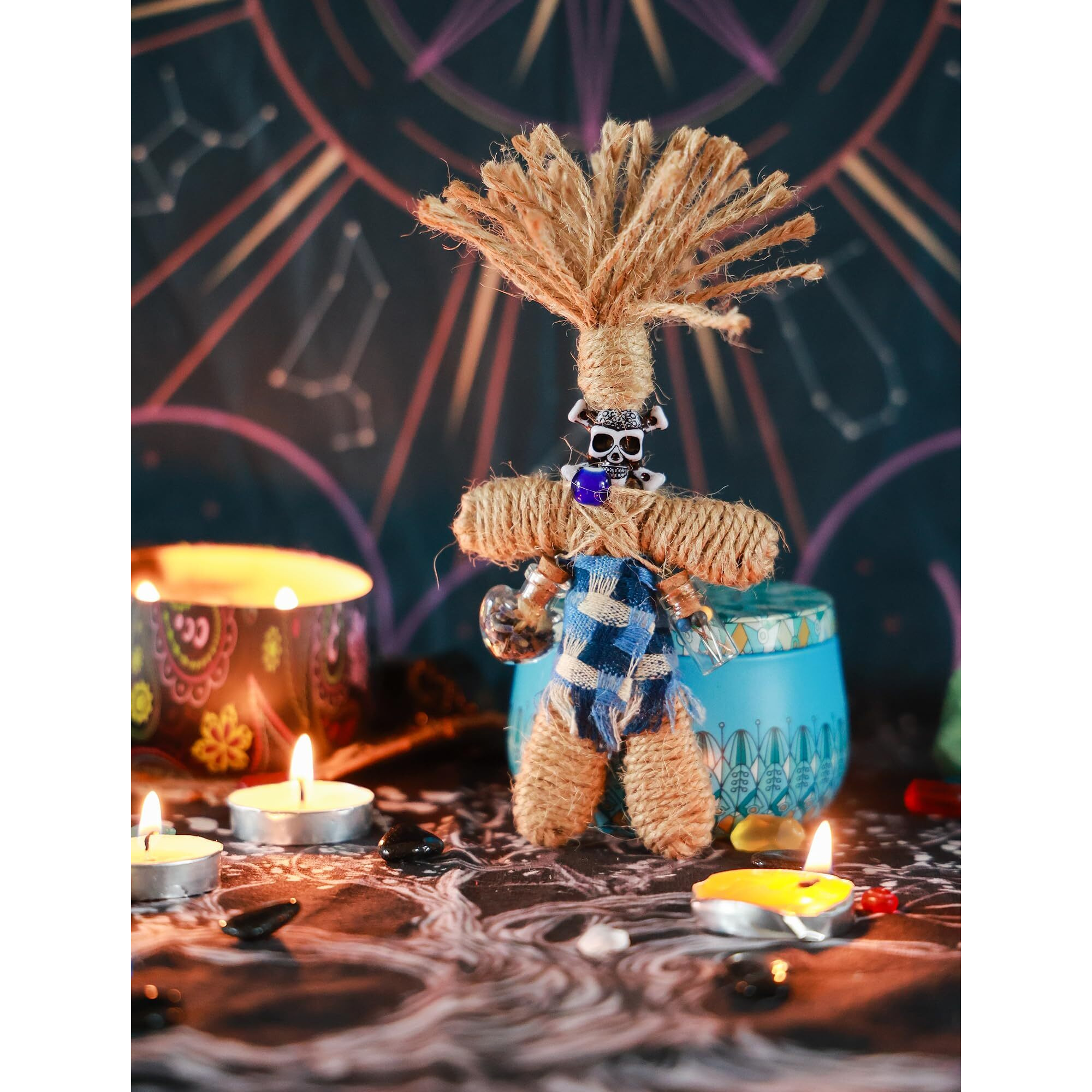 Nosadi Voodoo Doll Real Handmade Creepy Dolls Set Horror Voodoo Supplies Skull Witches Poppet For Halloween Birthday Christmas Party Gift Decoration