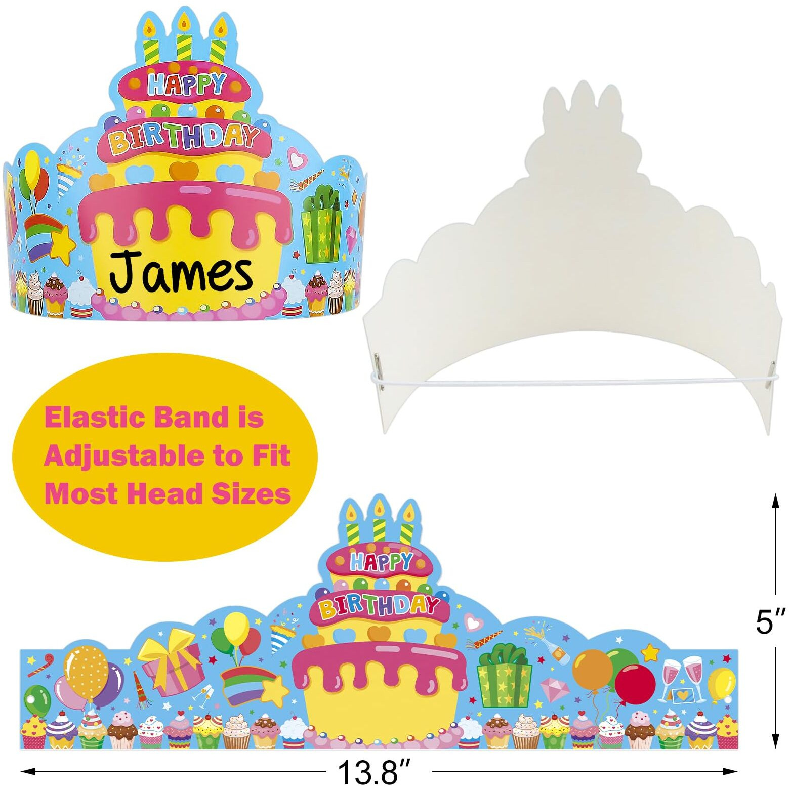 Tendfine 36 Pack Birthday Crowns For Kids Colorful Paper Party Hats Birthday Crown Set For Teachers Students Classroom