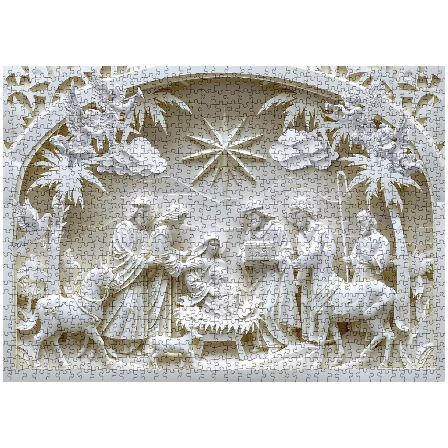 3D Nativity Scene Sculpture Puzzles For Adults 1000 Pieces  Christian Jesus Religious Bible Jigsaw Puzzles  Faith Catholic Cross Puzzle