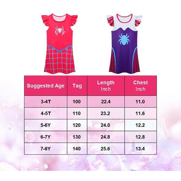 Lansidun Kids Girls Casual Dresses Fantasty Dress Ruffle Sleeve Playwear Graphic Outfits Clothes Daily Wear