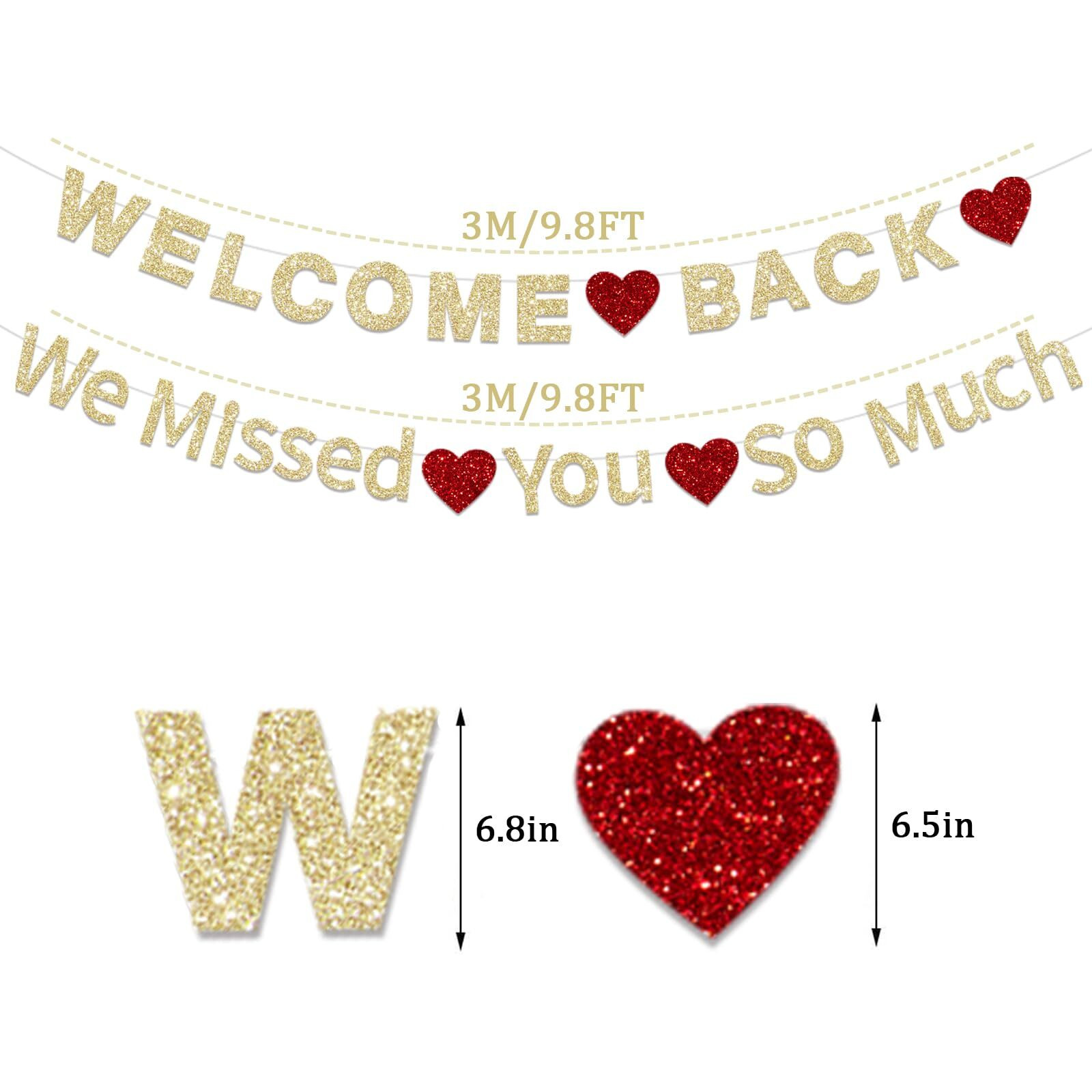 Fhgg Welcome Back Decorations Banner We Missed You So Much Banner Decorations Glitter Gold Returning Home Party Paper Sign Teenager Homecoming Returning Home Retiring From The Army Decorations