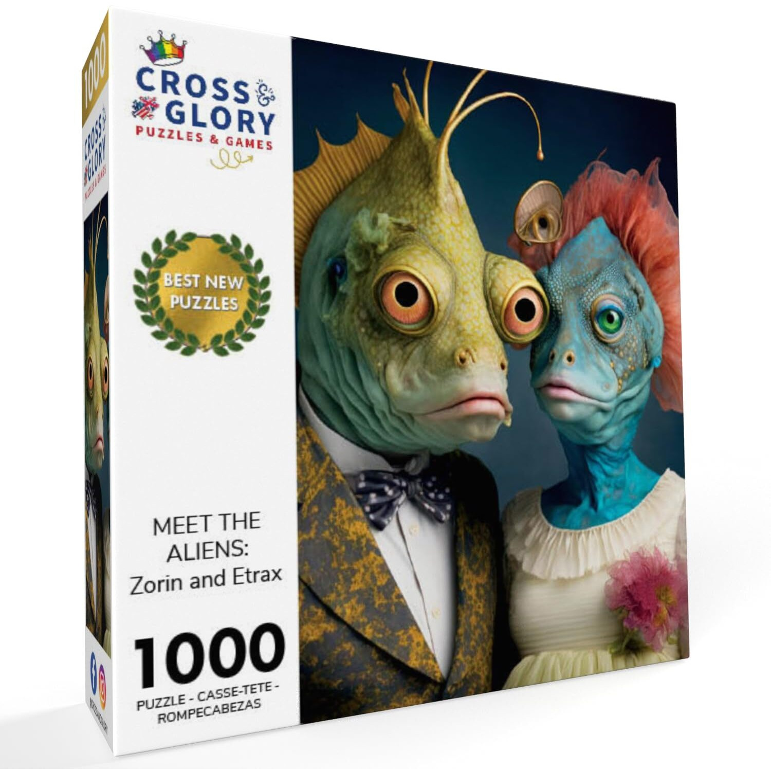 Cross & Glory - Meet The Aliens Zorin And Etrax - 1000 Piece Jigsaw Puzzle For Adults | Unique Alien Couple Artwork | Part Of The Meet The Aliens Series