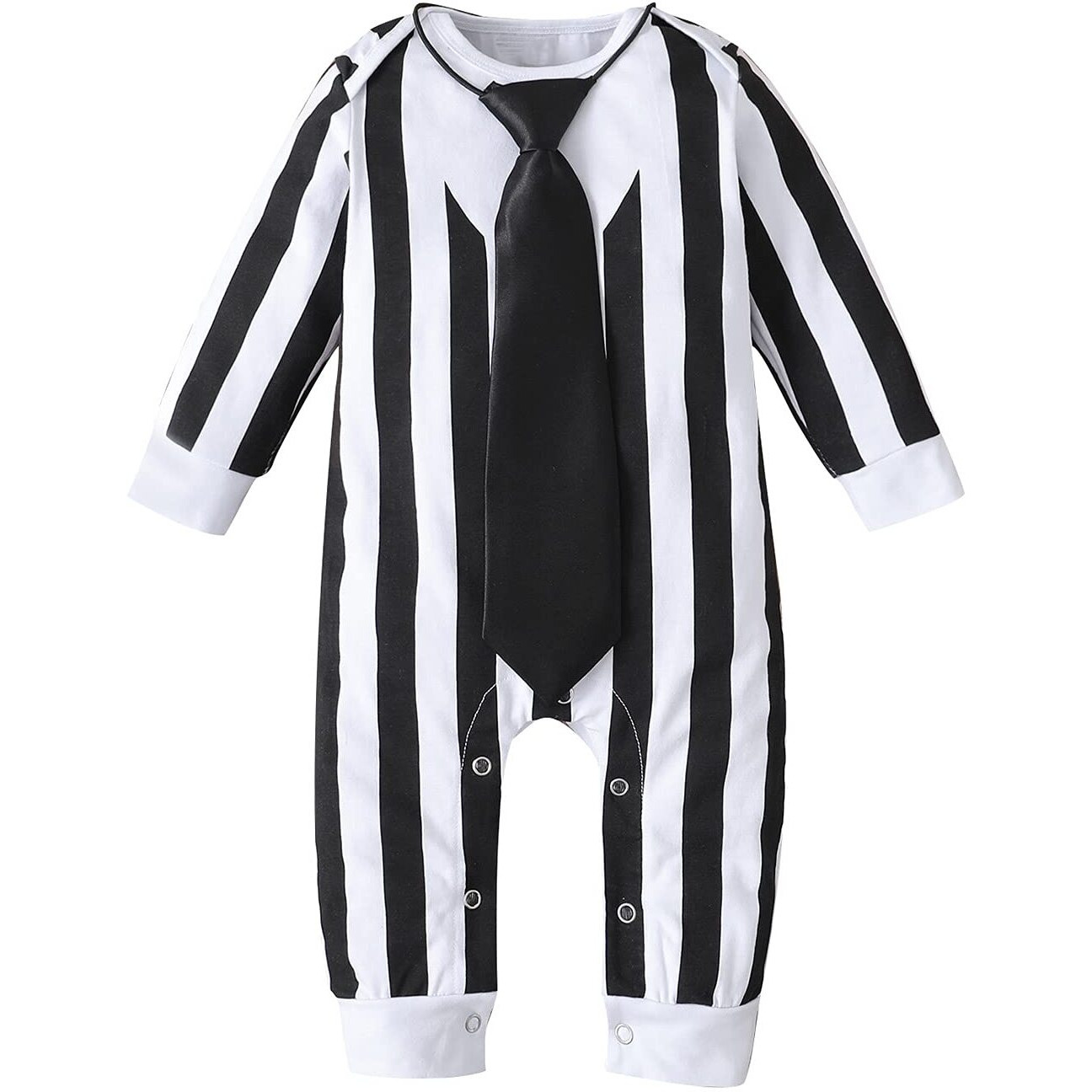 Singcoco Baby Boy Halloween Costume Outfit Newborn Striped Romper (Black 6-12 Months)