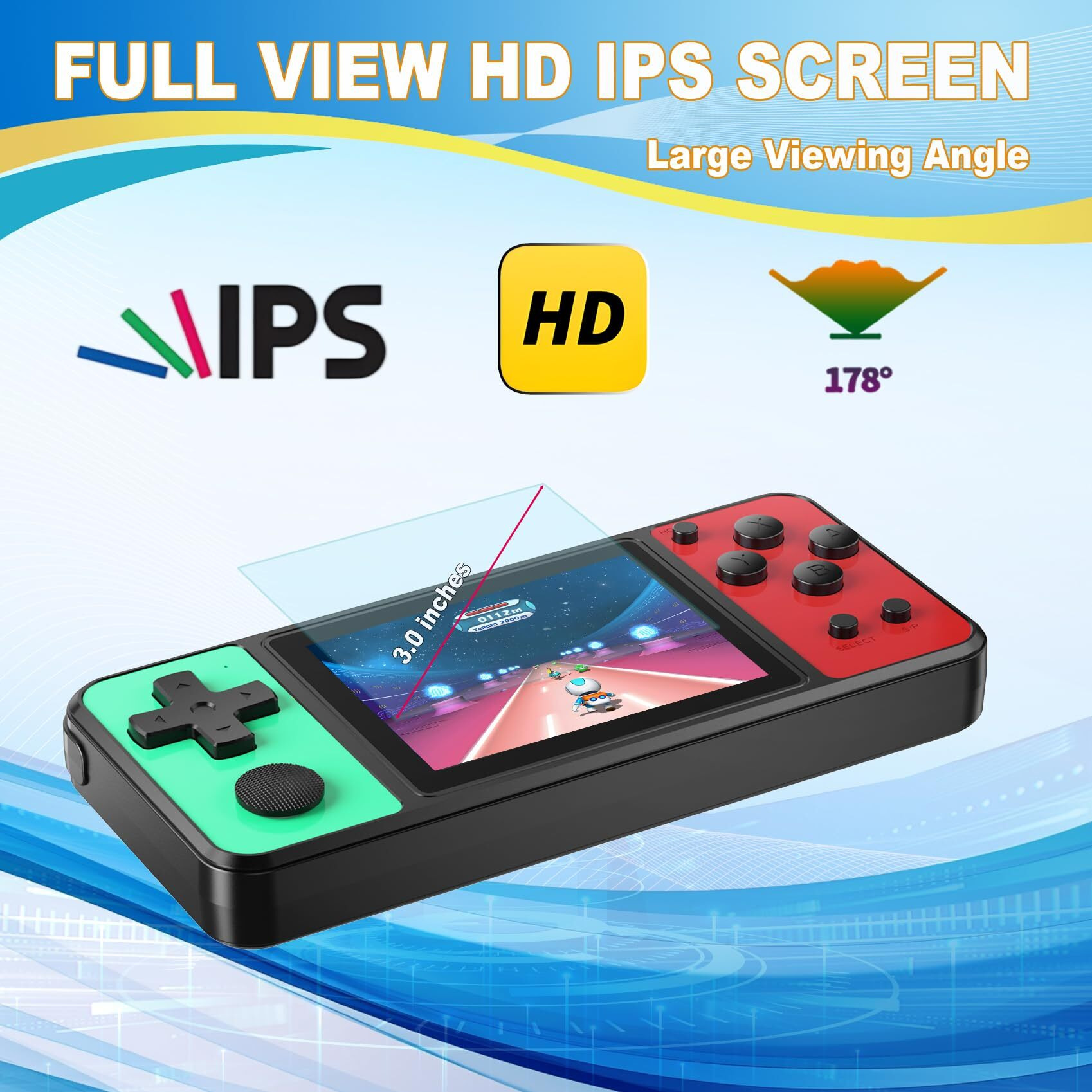 Kavoyi 32 Bit Handheld Games For Kids Built-In 139 Video Games 3.0"" Ips Screen Rechargeable Portable Arcade Gaming Player Electronic Toys For Boys Girls Birthday Xmas Gift Green-Red