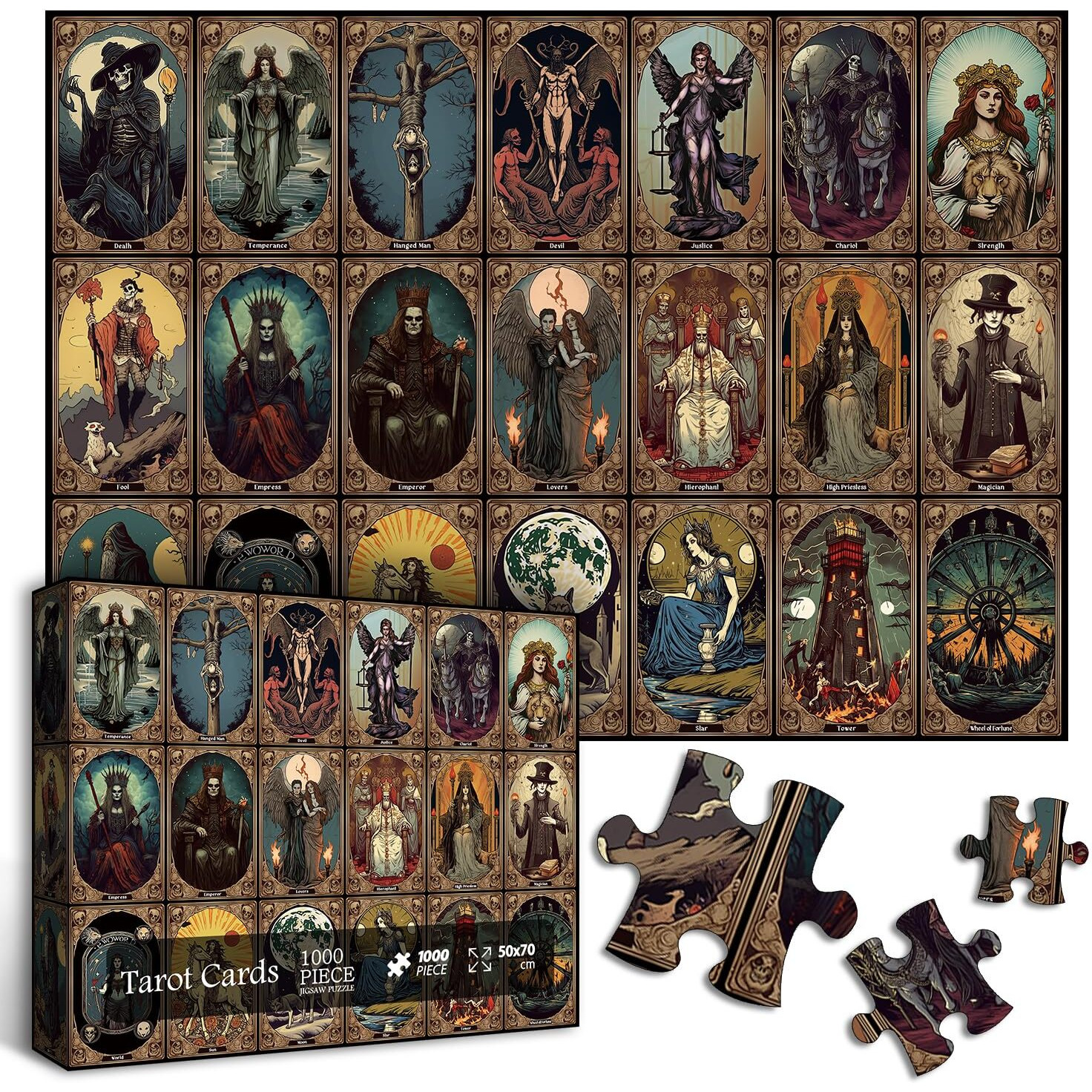 Horror Tarot Cards Puzzles For Adults 1000 Pieces And Up  Pickforu Halloween Puzzle As Horror Present  Scary Skull Puzzle As Home Decor