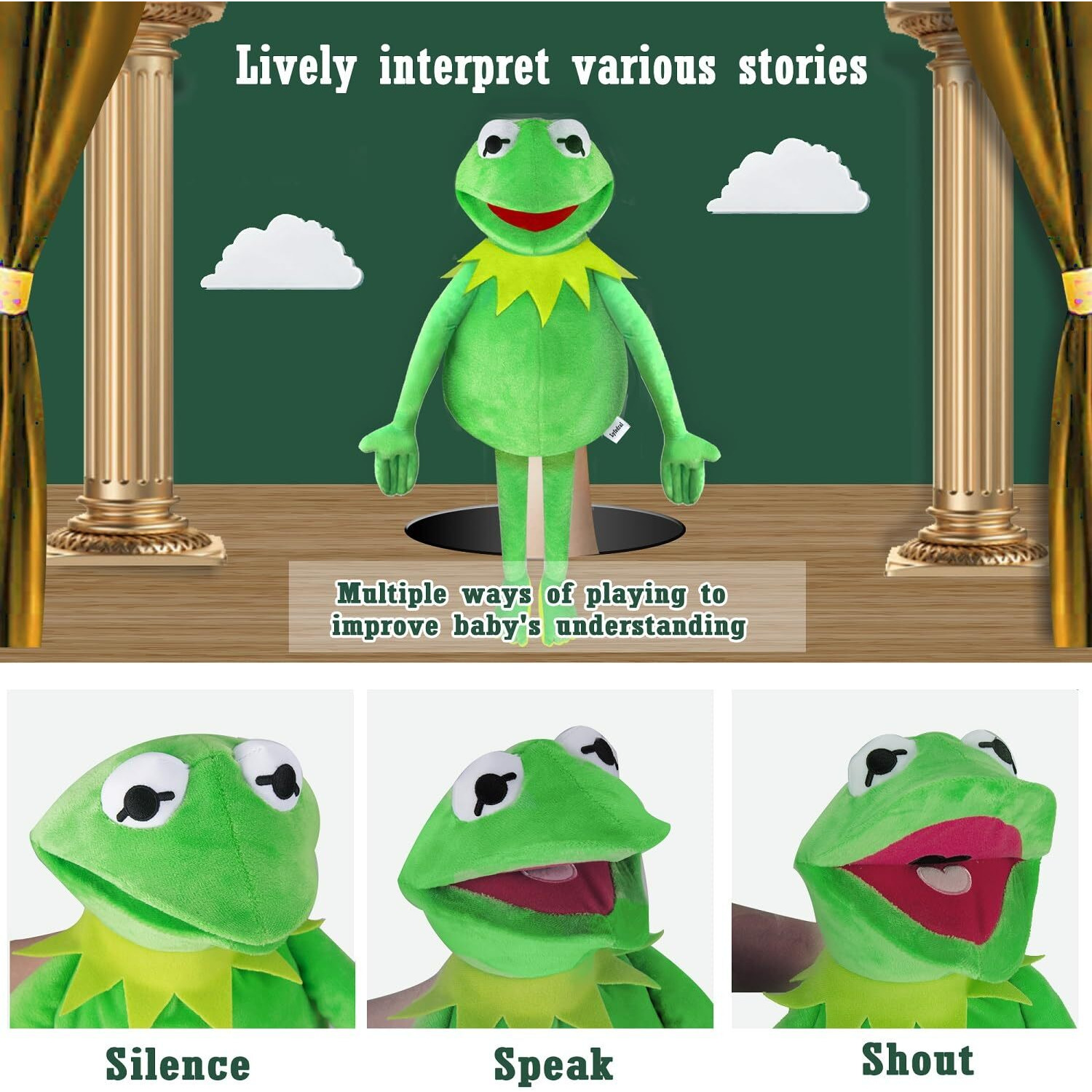 Kermit Frog Puppet  The Muppets Show  Soft Hand Frog Stuffed Plush Toy  Gift Ideas For Boys And Grils- 24 Inches