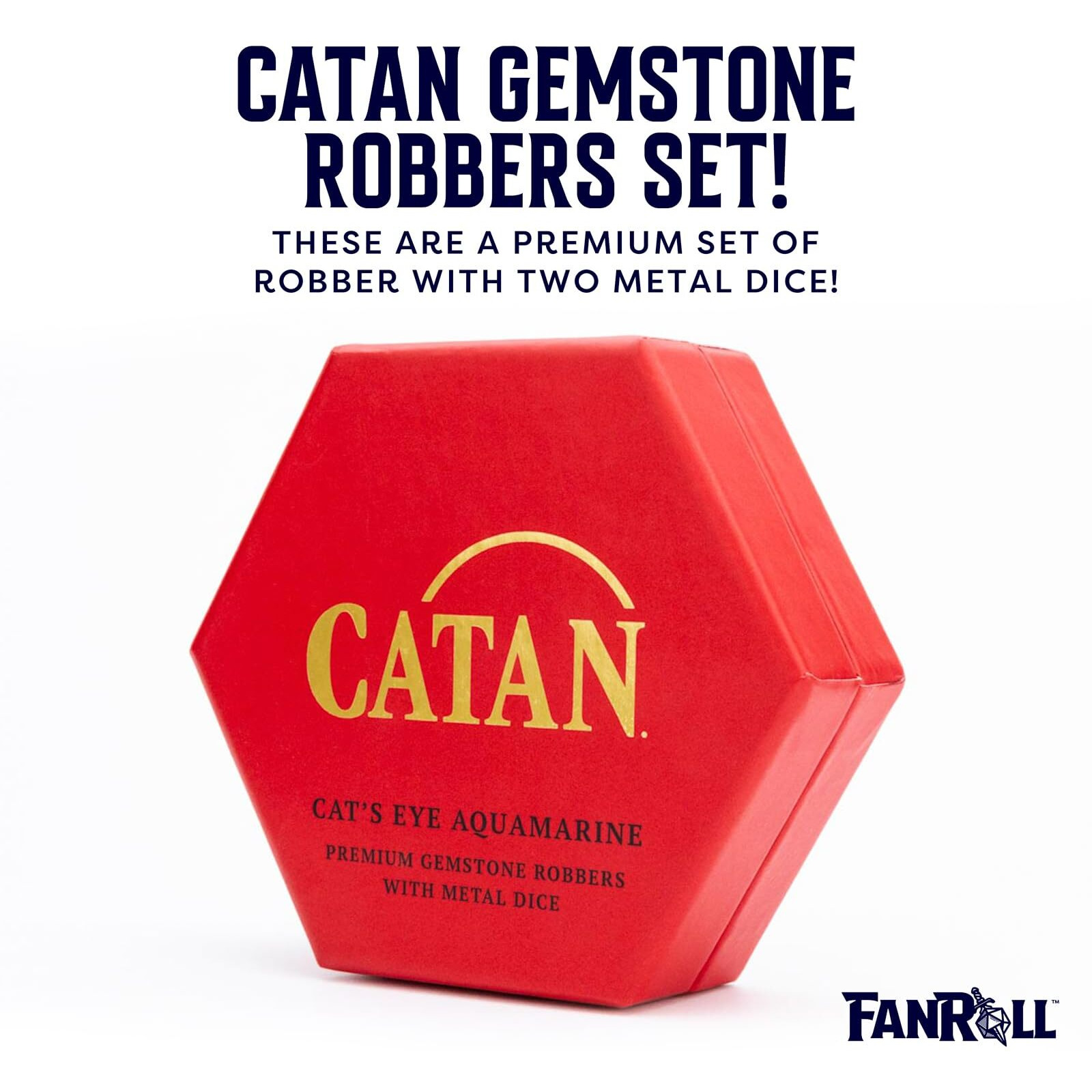 Fanroll Compatible With Catan Premium Robber & Metal Dice Set  Cat's Eye Aquamarine