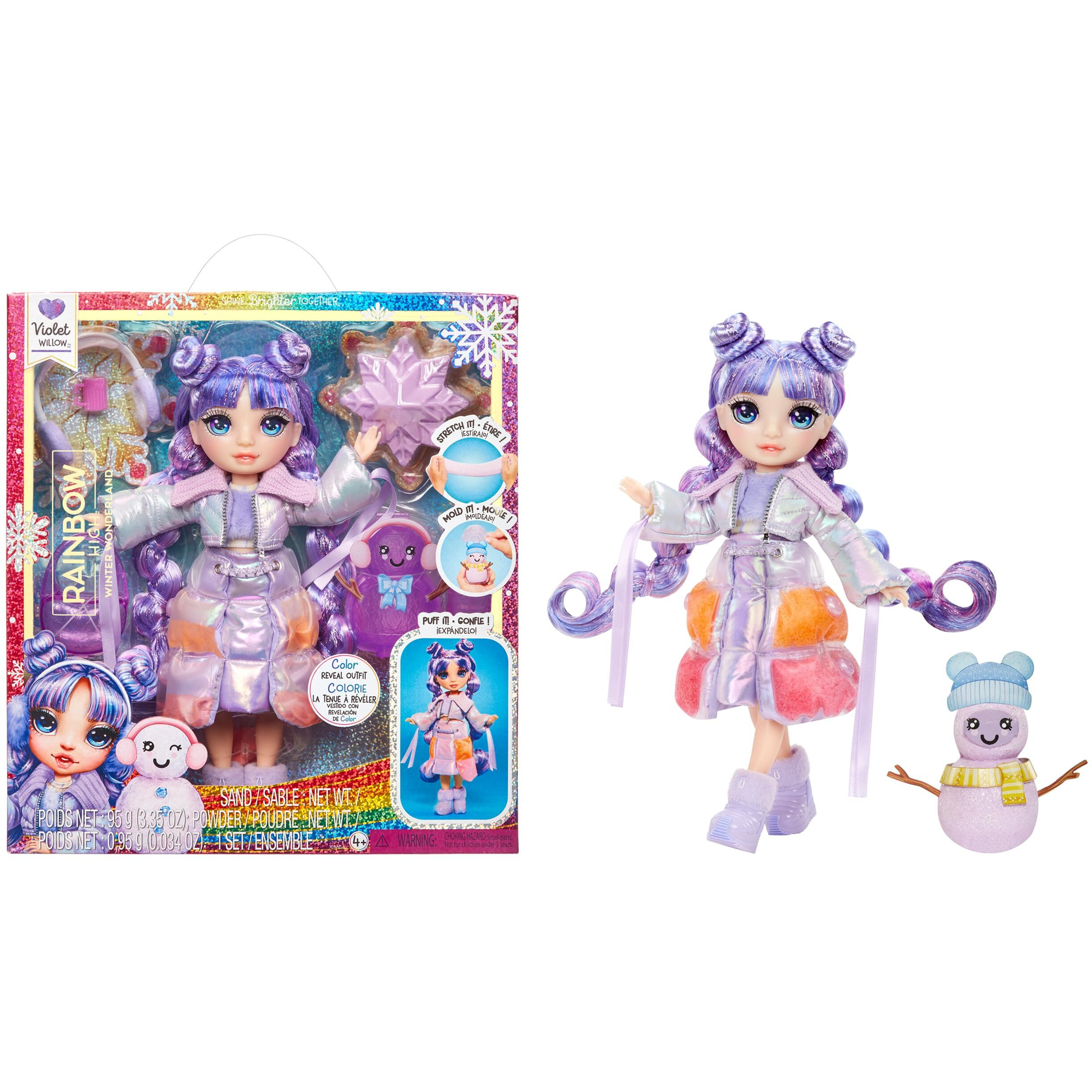 Rainbow High Winter Wonderland Violet - Purple 11  Fashion Doll With Magic Snow Hidden In Fashion That Puffs Up With Water  And Snowman Kit  Great Gift For Kids 4-12 Years Old
