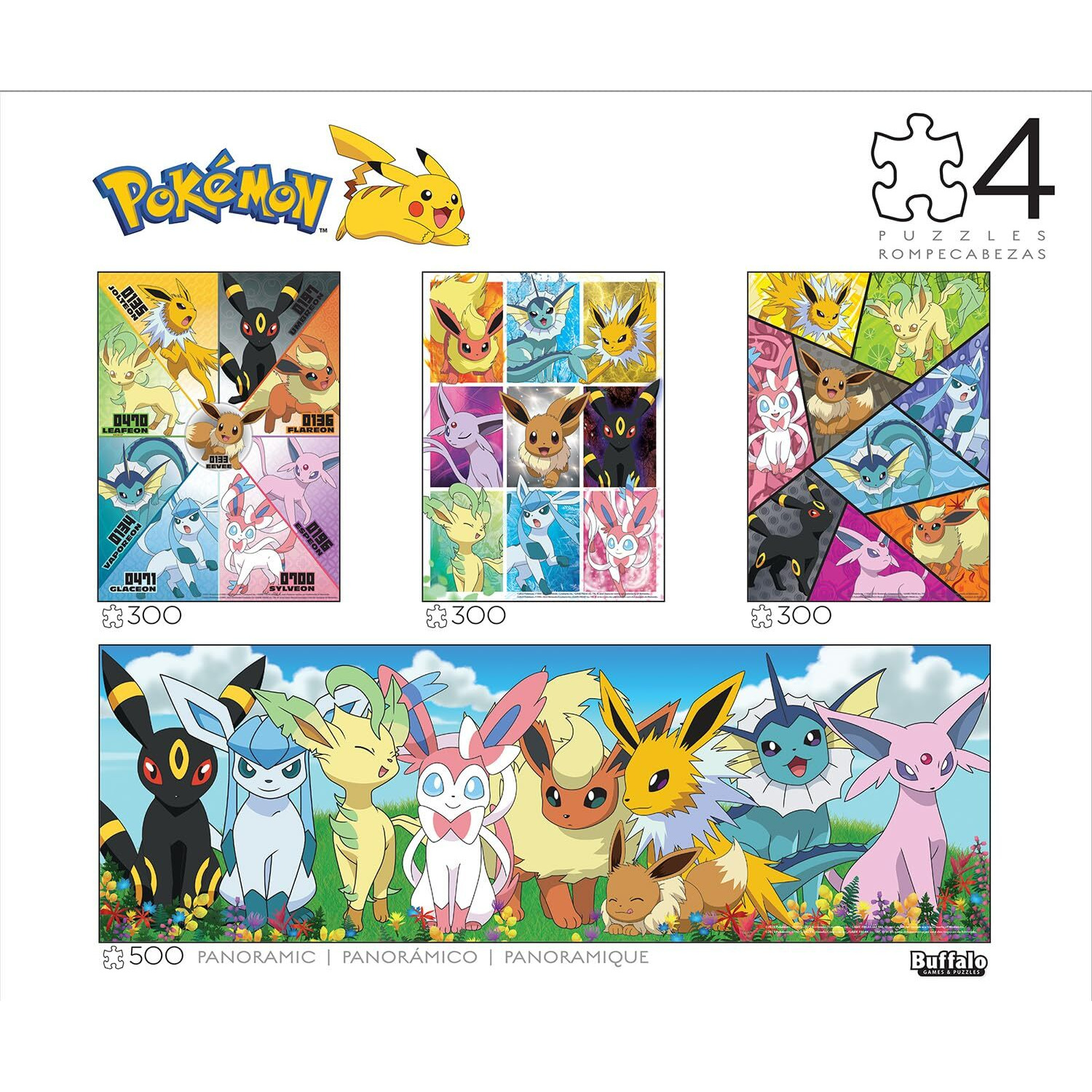 Buffalo Games - Pokemon - 4 X 1 Multipack - Eevee Montage - Multi Piece Jigsaw Puzzle For Adults -Challenging Puzzle Perfect For Game Nights - Finished Size Varies