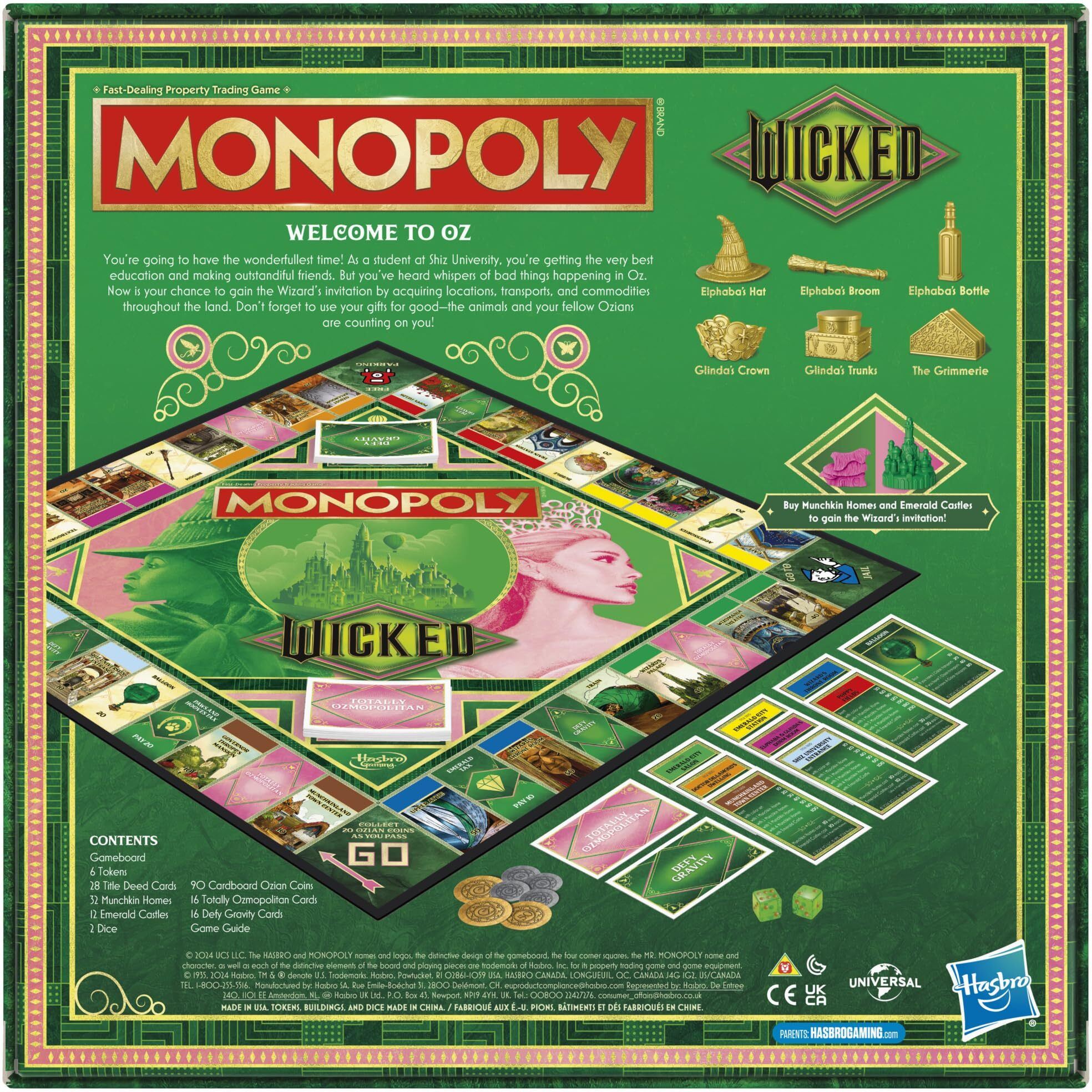 Monopoly Wicked Edition Board Game | Inspired By The Motion Picture | Ages 8+ | 2 To 6 Players | 30 Mins. | Family Games For Kids  Teens  And Adults
