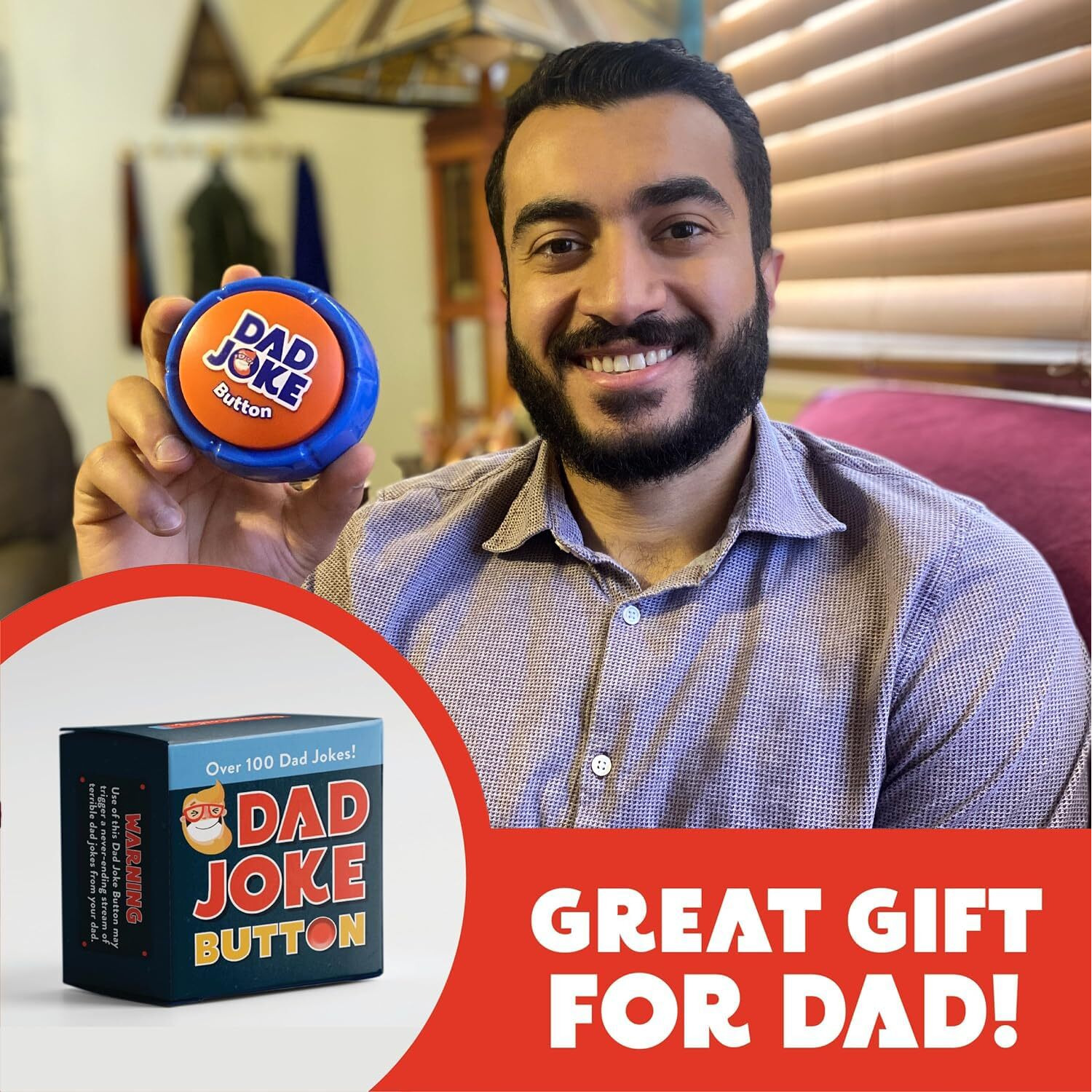 Dad Joke Talking Button With 100+ Hilarious Jokes | The Ultimate Fathers Day Present  Over 100 Corny Jokes That The Whole Family Will Enjoy  Get Your Dad Joke Button Today