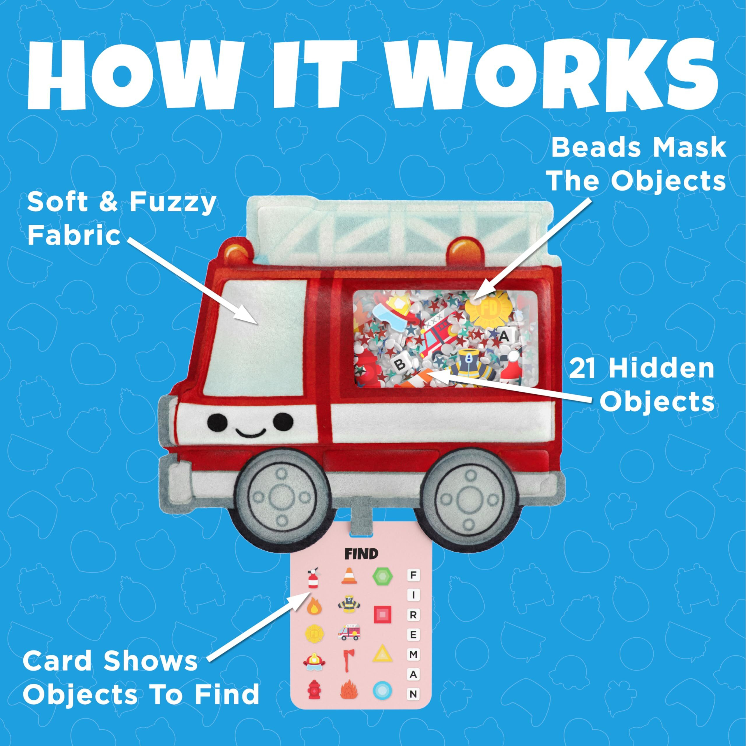 Bizyboo - The Original Seek & Find Plush - Hidden Object Search Problem Solving Educational Matching Game For Kids 2 And Up - 2 Pack (Cruz & Papa Pizza)