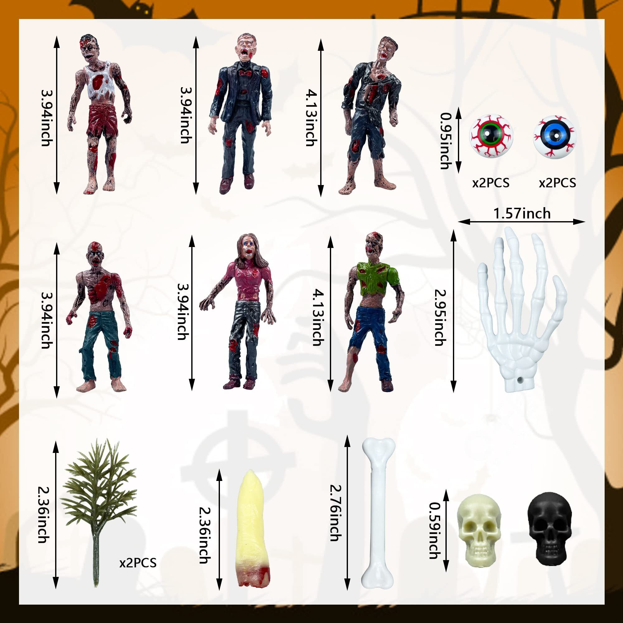 17 Pcs Zombie Cake Decoration Zombie Cake Toppers Zombie Figure Themed Party Decorations For Birthday Weeding Party Cake Decorations