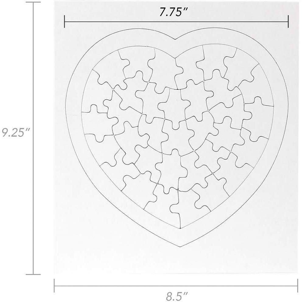 Hygloss Products 6 Blank Heart Puzzles - 8.5 X 9.5 Inches With Surrounding Frame - Ideal For Valentines Day Crafts - Write  Draw  And Decorate - 36 Pieces Each
